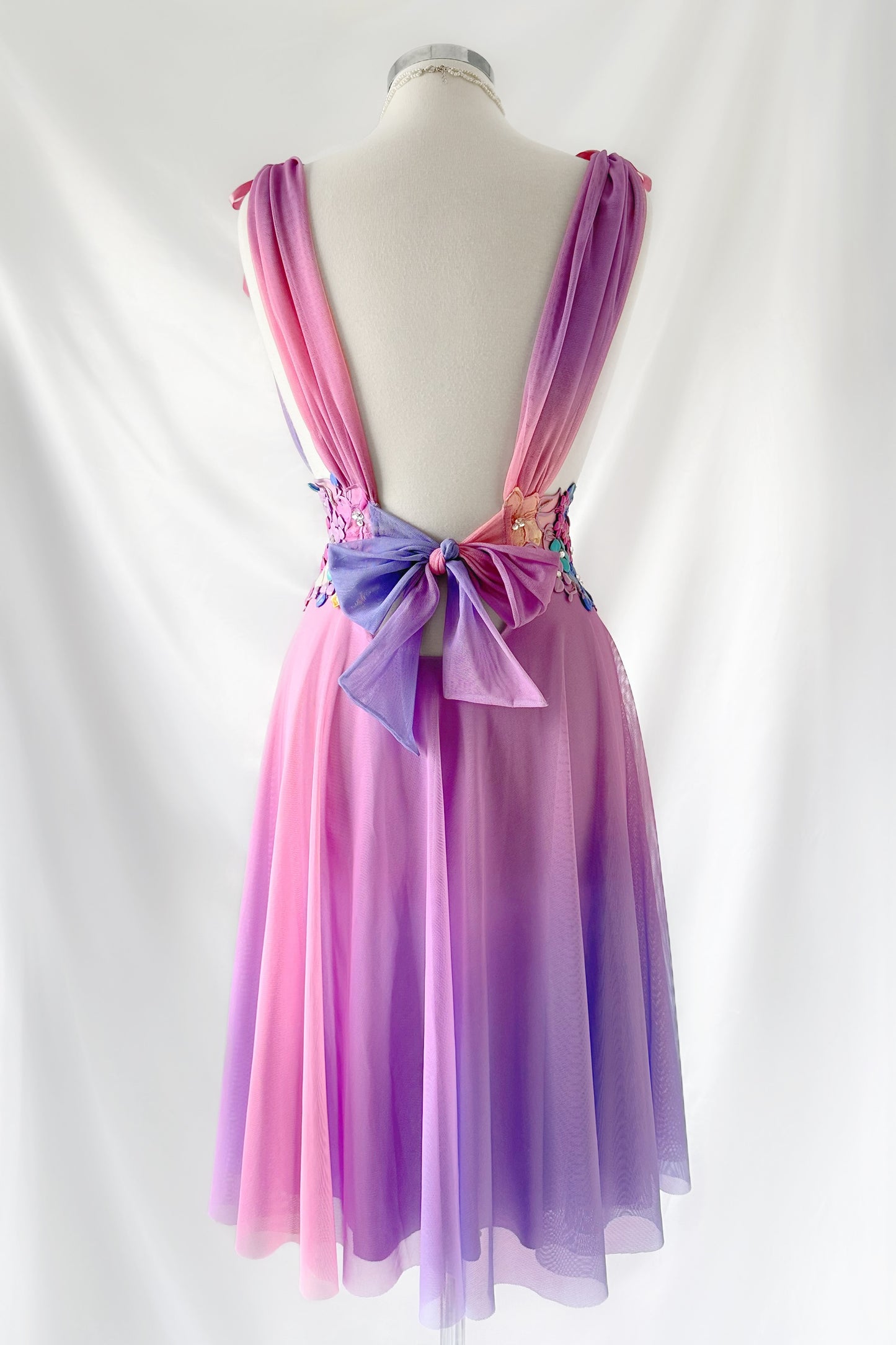 PASTEL FAIRYTALE BACKLESS MIDI DRESS BY EMA SAVAHL COUTURE