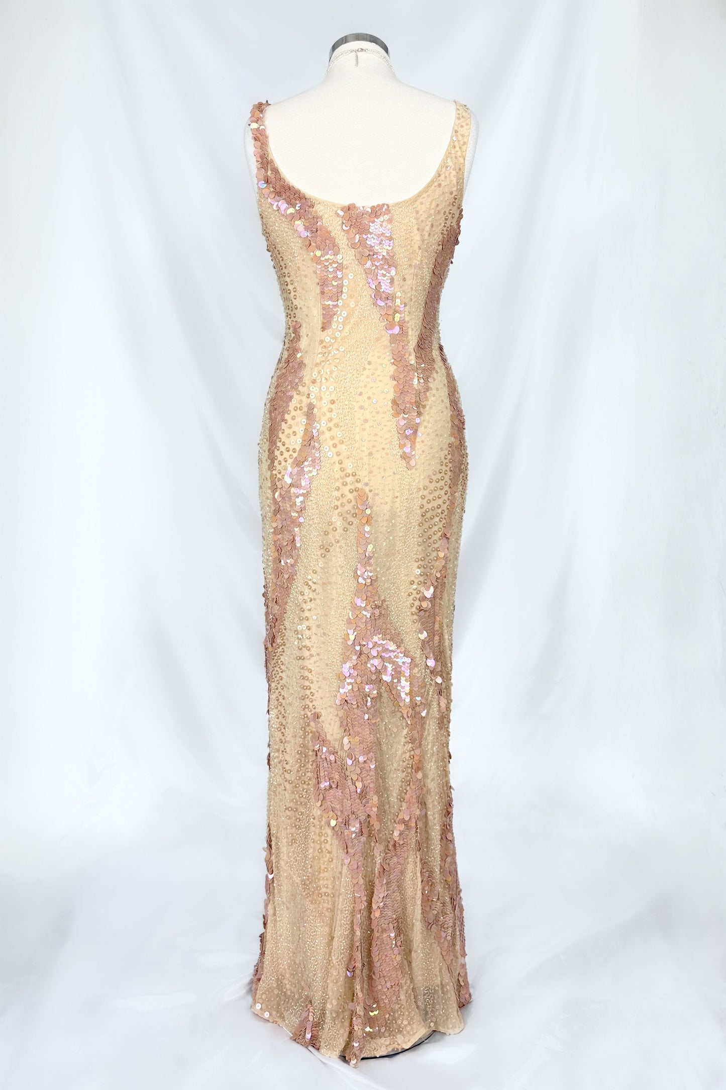MODEST MERMAID SILK SEQUIN EMBELLISHED GOWN