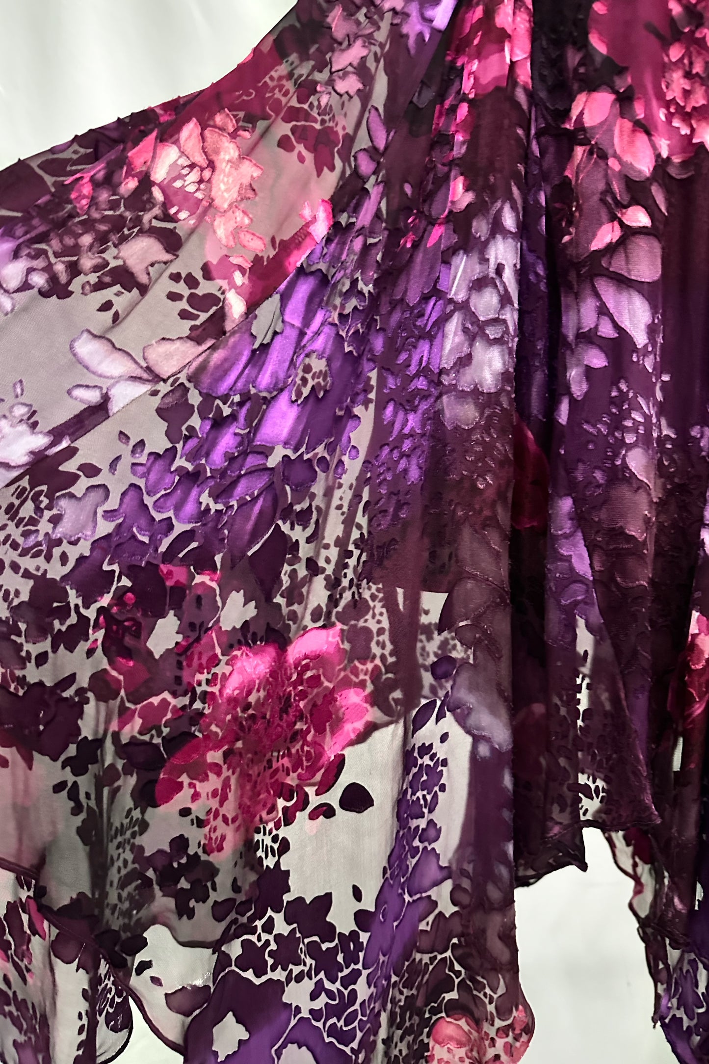 Twilight Orchid Silk Embellished Handkerchief Midaxi Dress