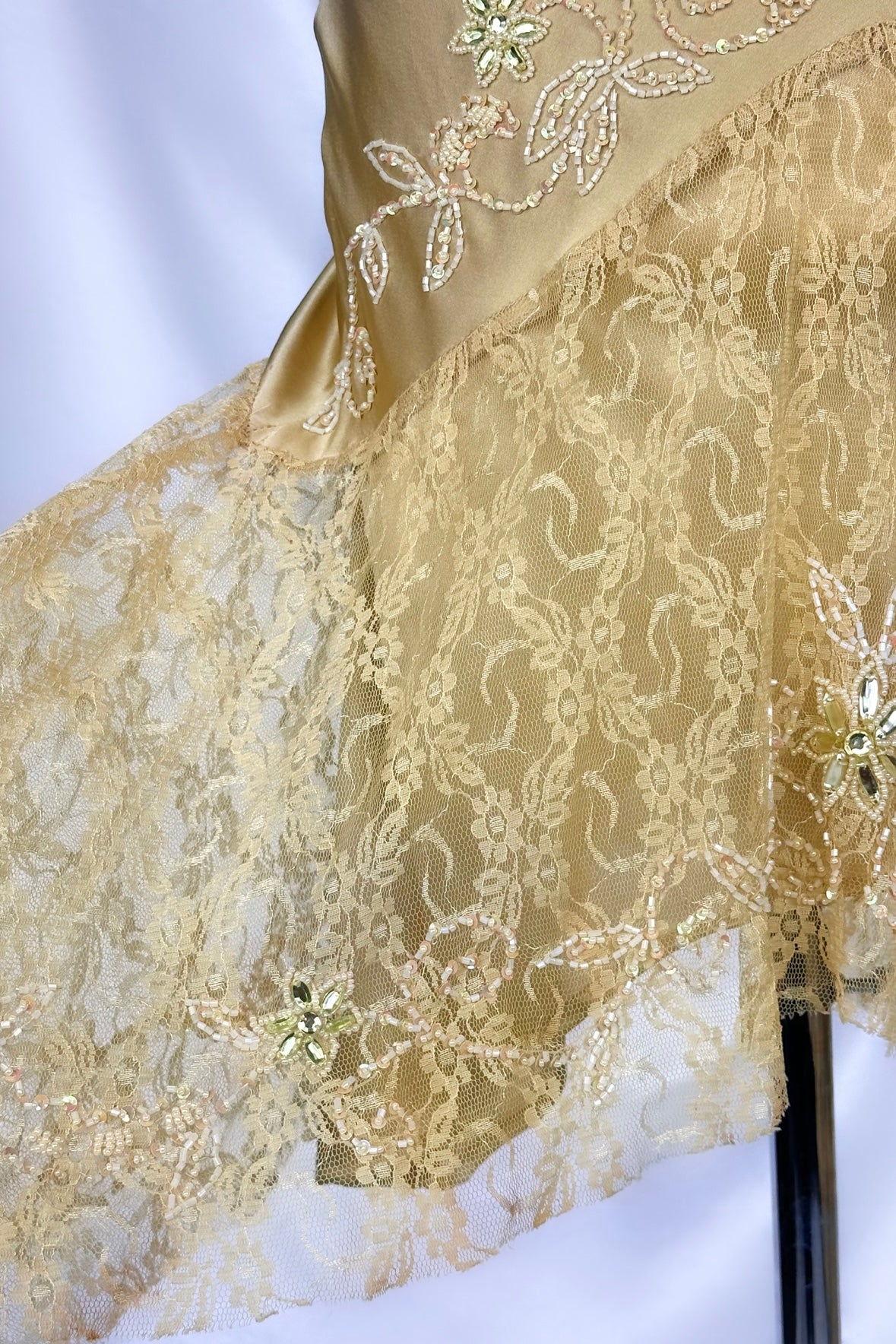 GOLDEN FAIRIE SILK EMBELLISHED ASYMMETRICAL MIDI DRESS