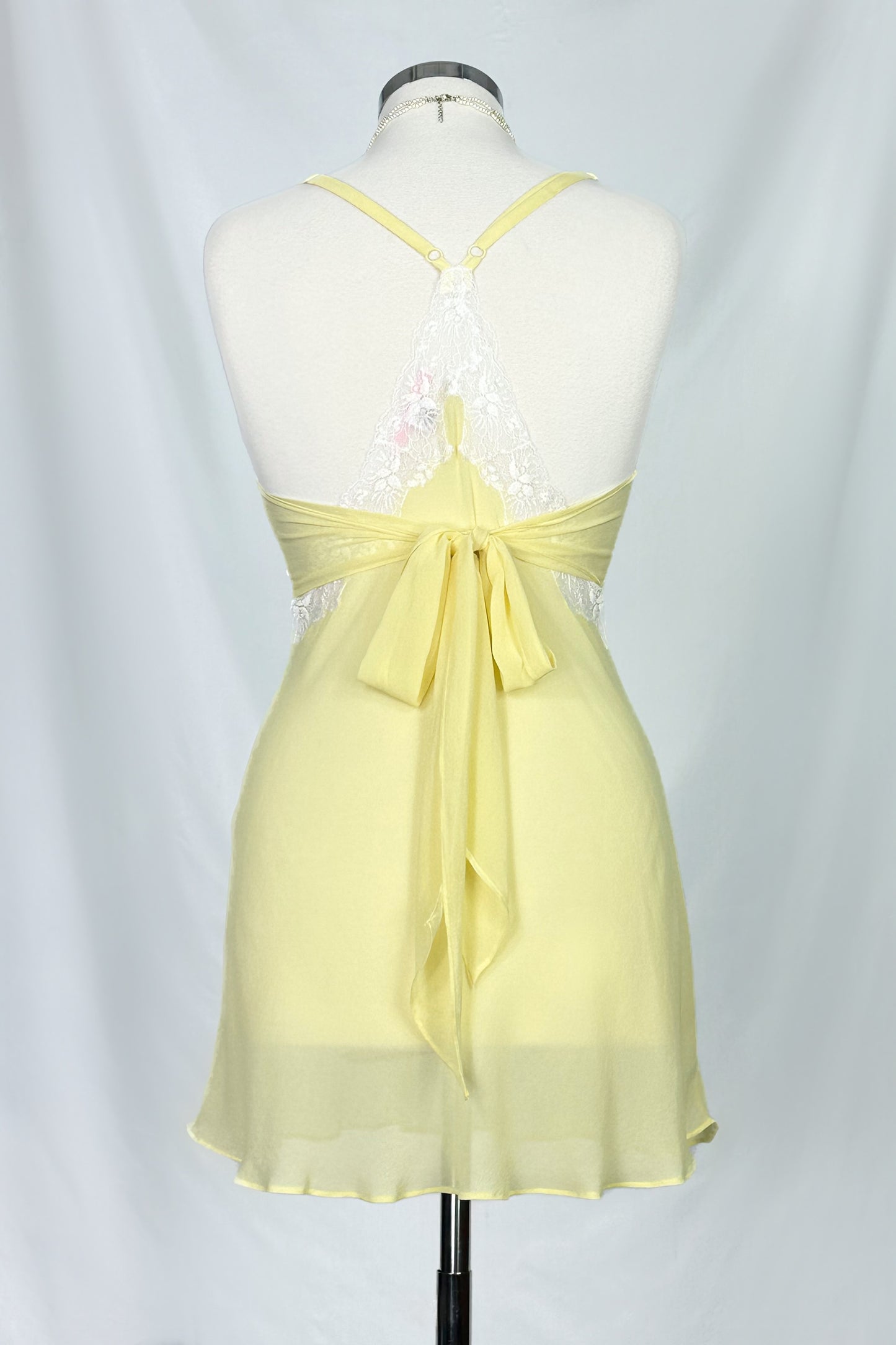 Lemon Lace Reverie 2000s Victoria’s Secret Silk Mini Slip
