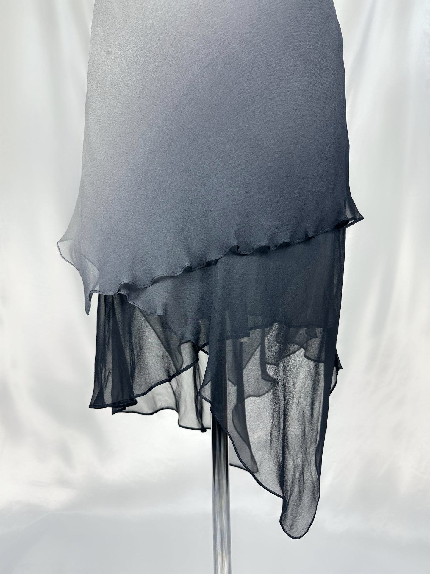 SILVER MIST SEQUIN SILK OMBRÉ MIDI DRESS