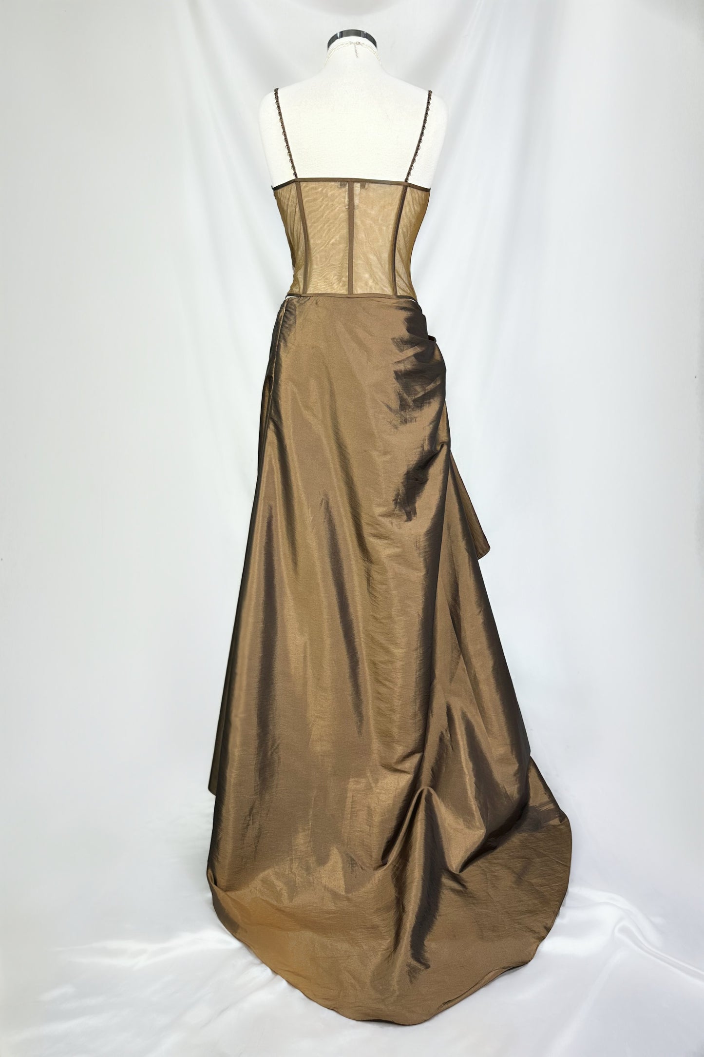 BRONZE ENCHANTRESS EMBELLISHED CORSET AND DRAPED SKIRT SET