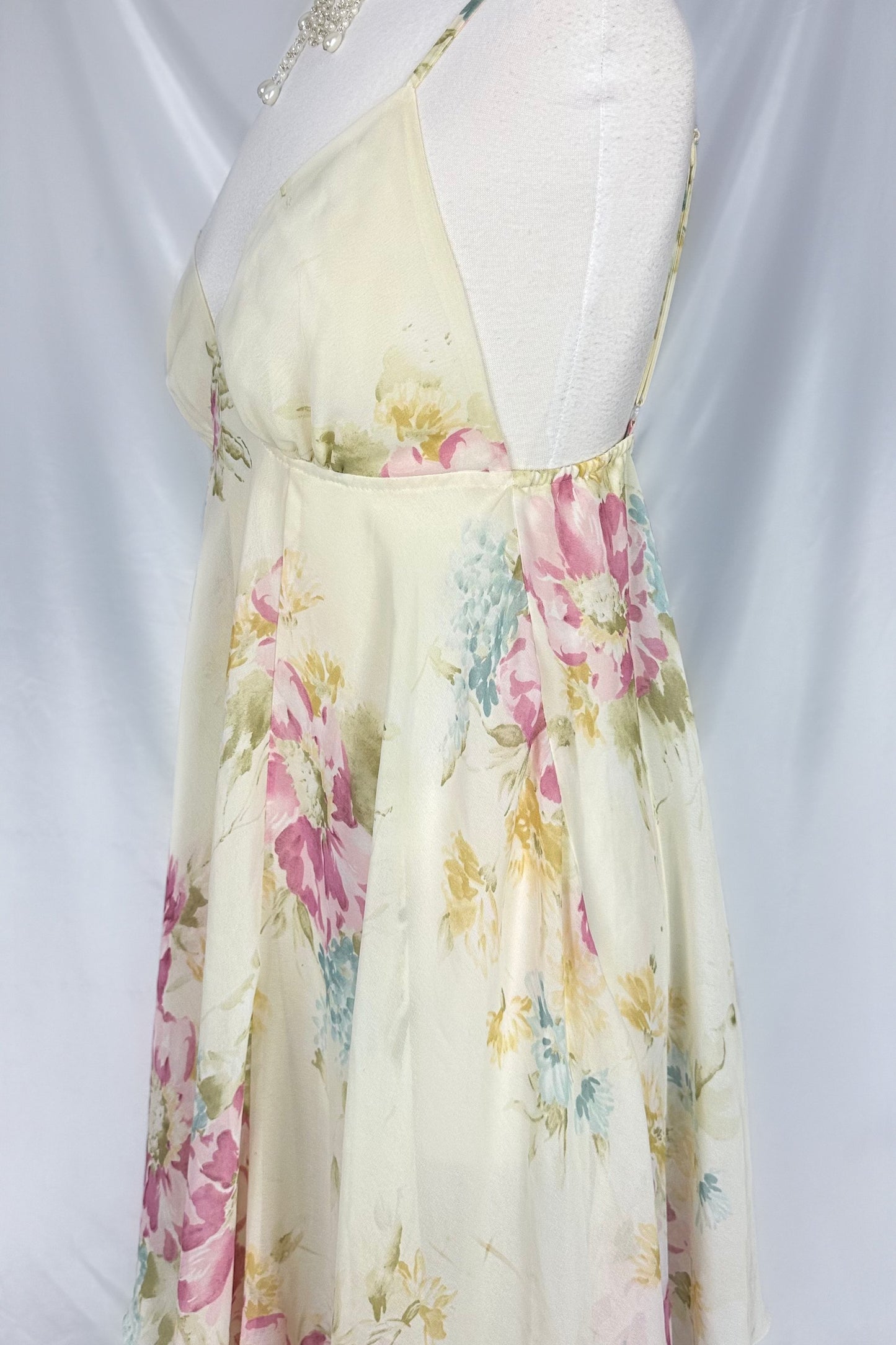 90s VICTORIA SECRET FLOWY CHIFFON LAYERED MIDI DRESS