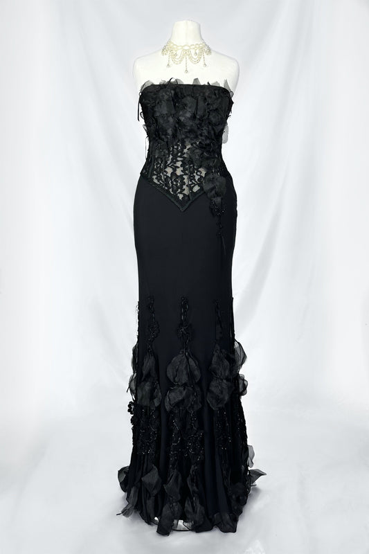 NOIR ENCHANTRESS STRAPLESS PETAL ORGANZA GOWN