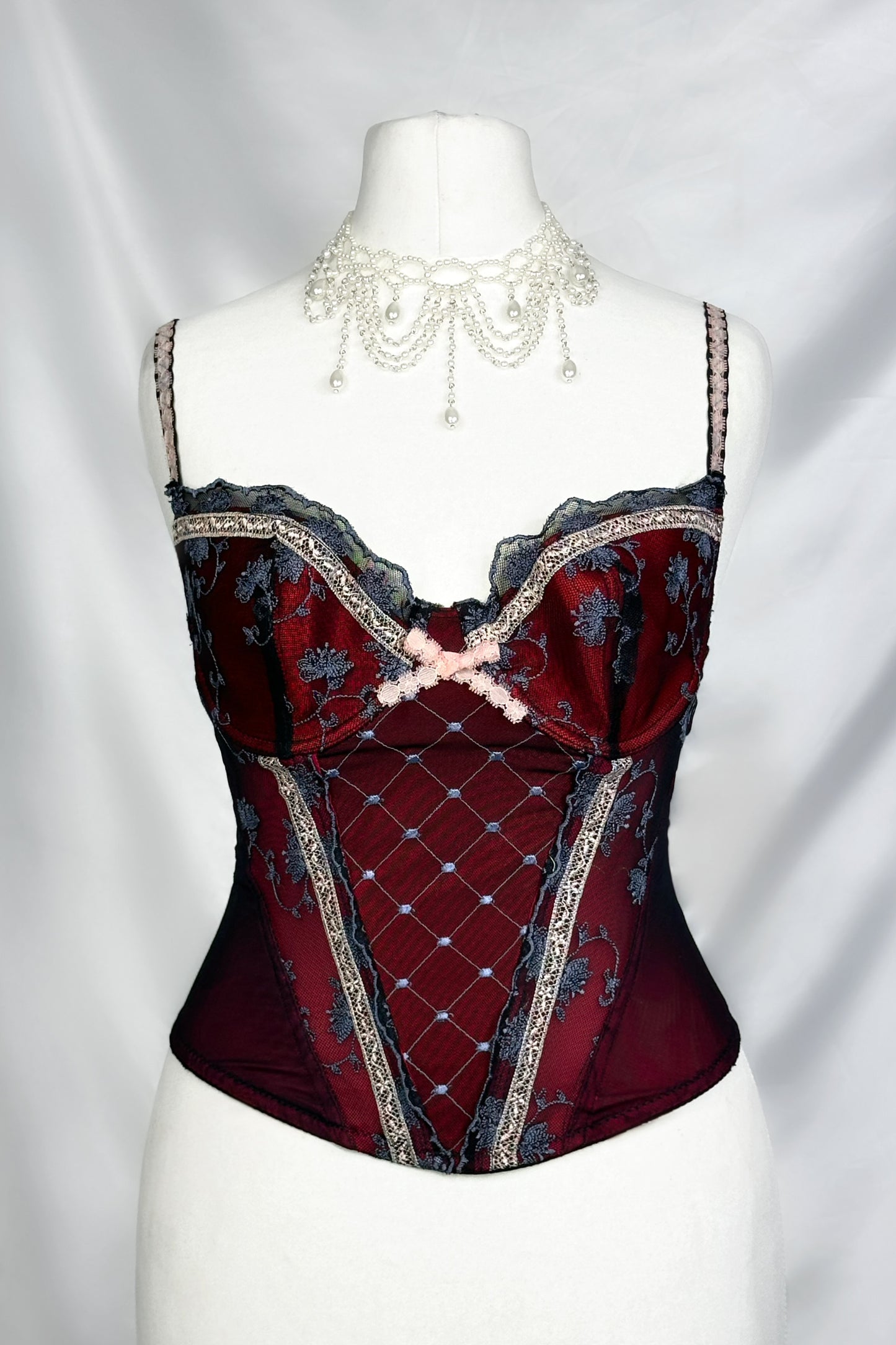 The Midnight Rose Burgundy Lace Corset Top