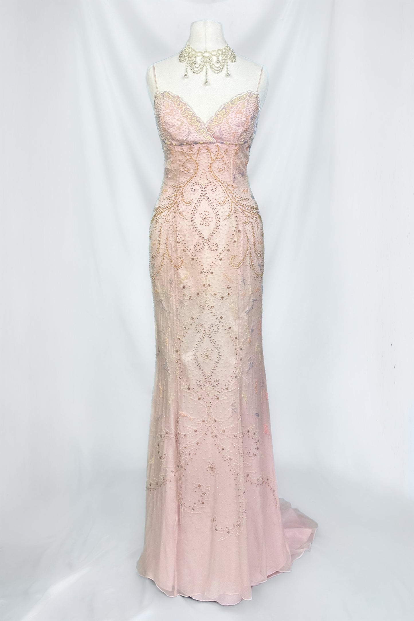 PRINCESS OPULENCE BLUSH PINK SILK EMBELLISHED GOWN