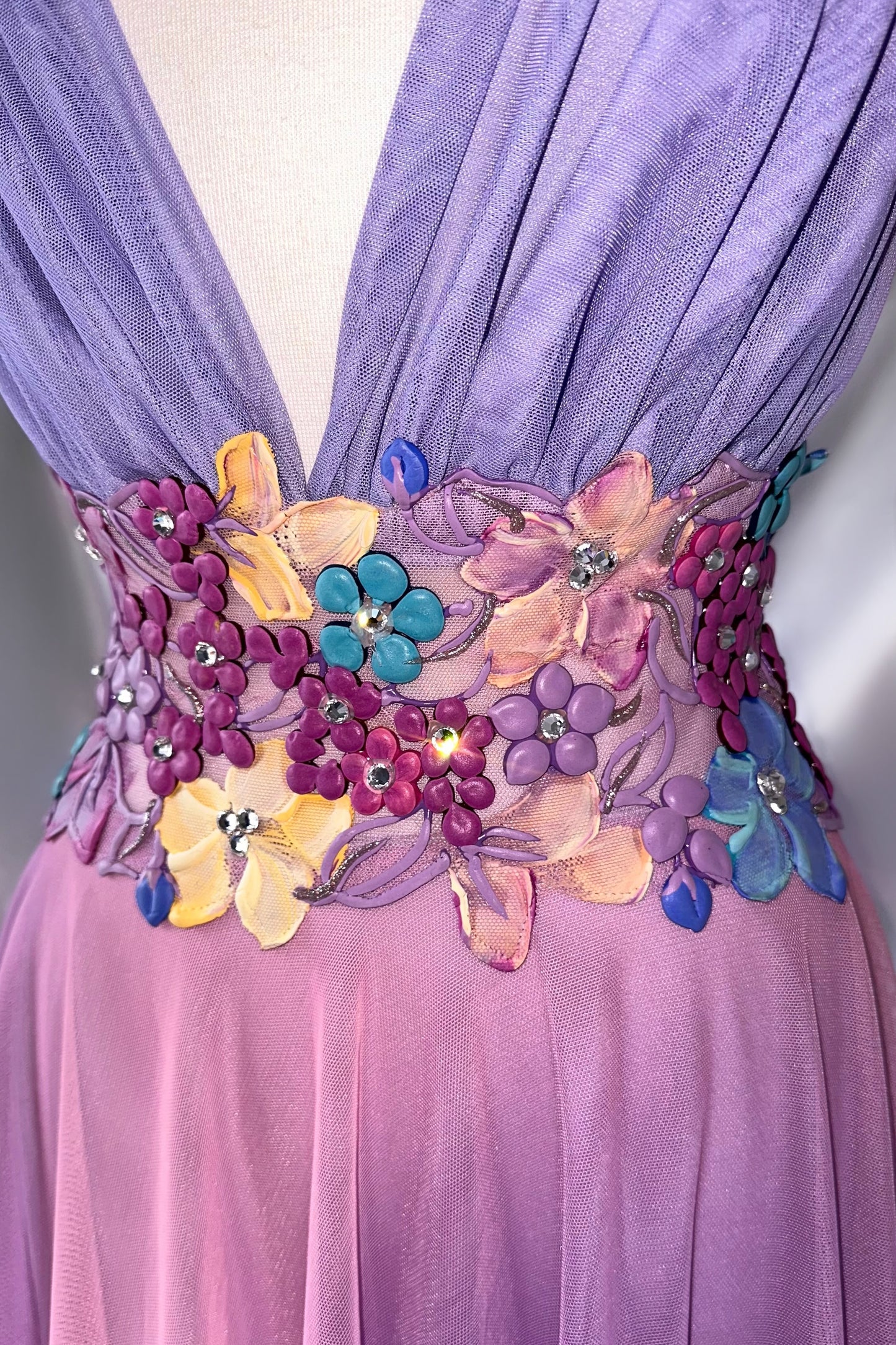 PASTEL FAIRYTALE BACKLESS MIDI DRESS BY EMA SAVAHL COUTURE