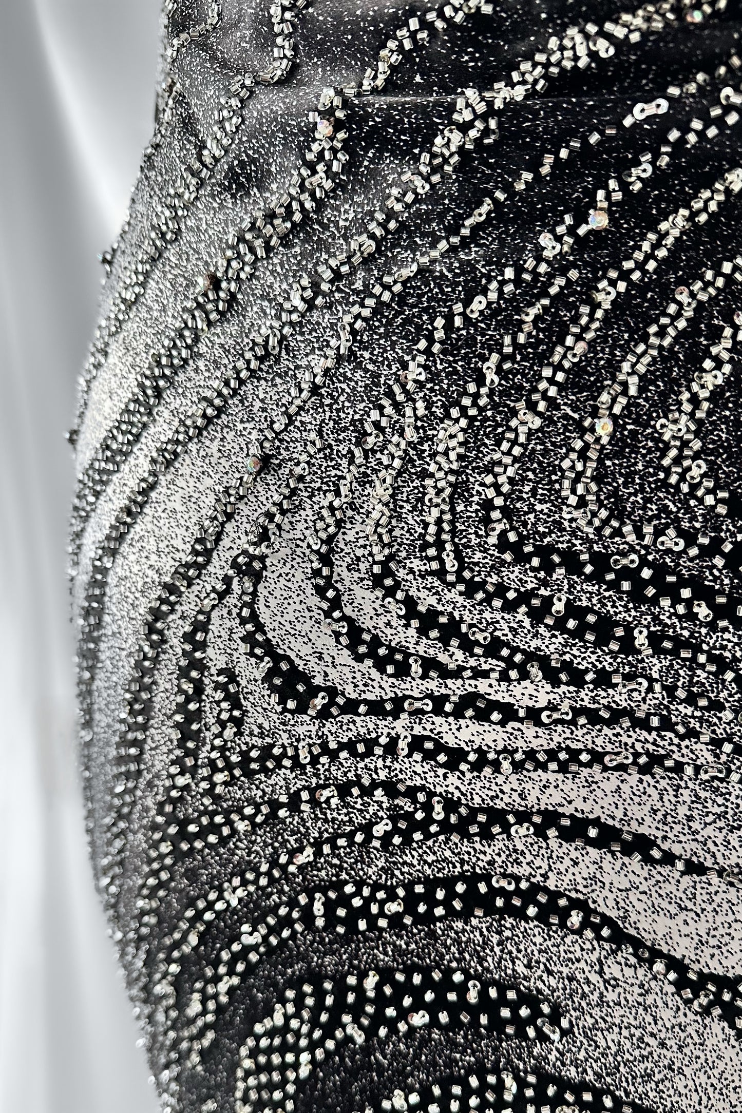 ZEBRA PRINT SILK EMBELLISHED BACKLESS GOWN & SCARF SET