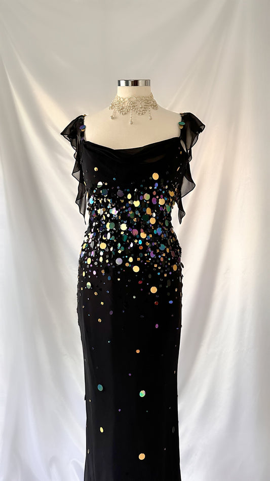 NOIR BUBBLE SEQUIN FAIRY SILK GOWN