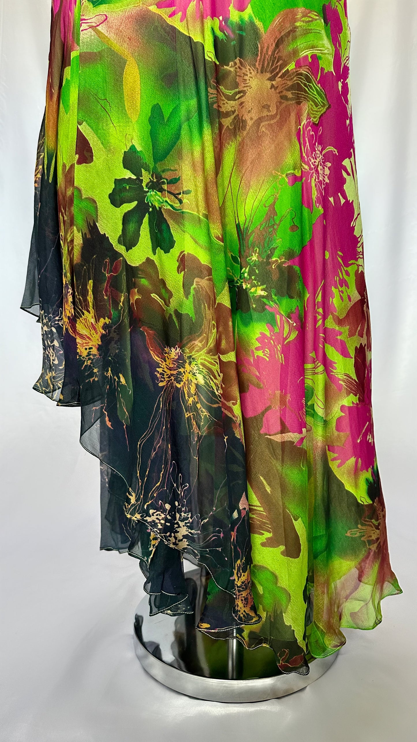 TROPICAL OASIS SILK EMBELLISHED MIDAXI DRESS WITH MATCHING SCARF