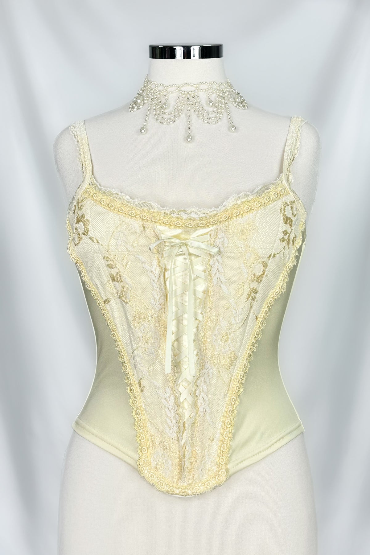 Ivory Reverie Lace Embroidered Corset Top