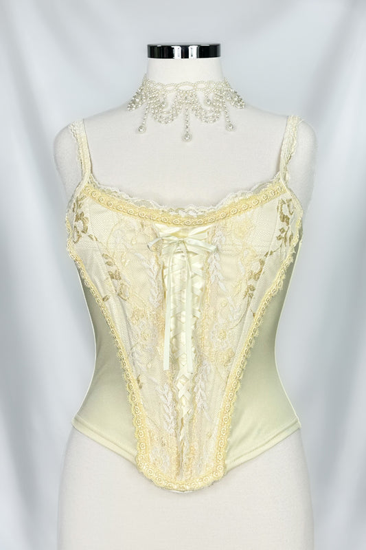 Ivory Reverie Lace Embroidered Corset Top