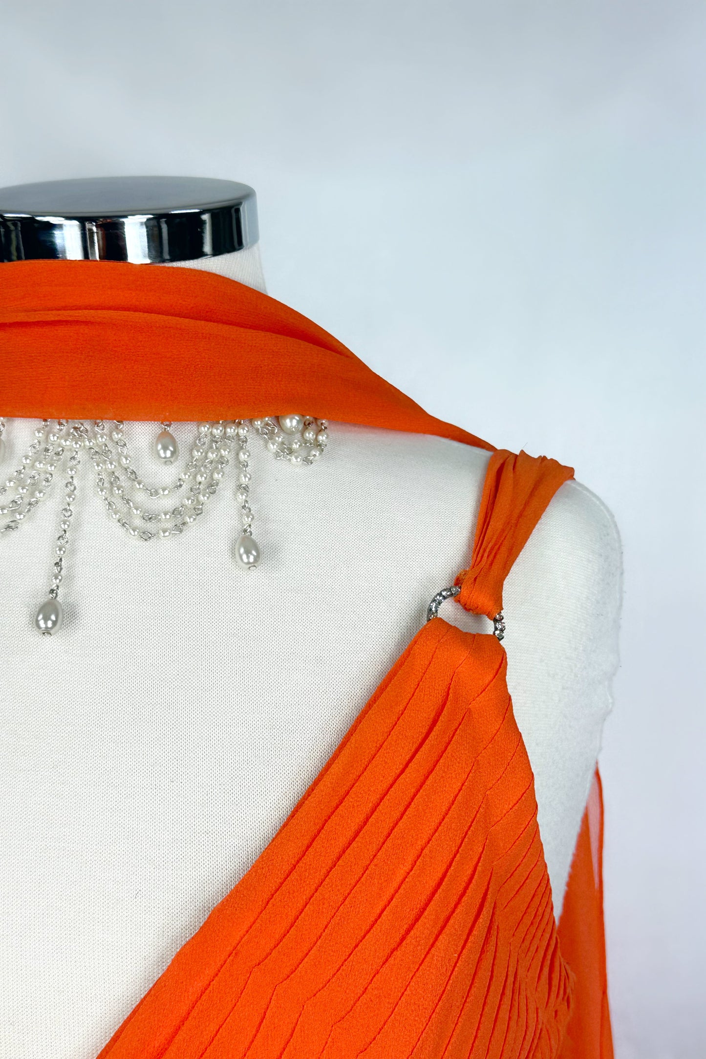 FLAME ENCHANTRESS TIERED EMBELLISHED SILK GOWN & SCARF SET