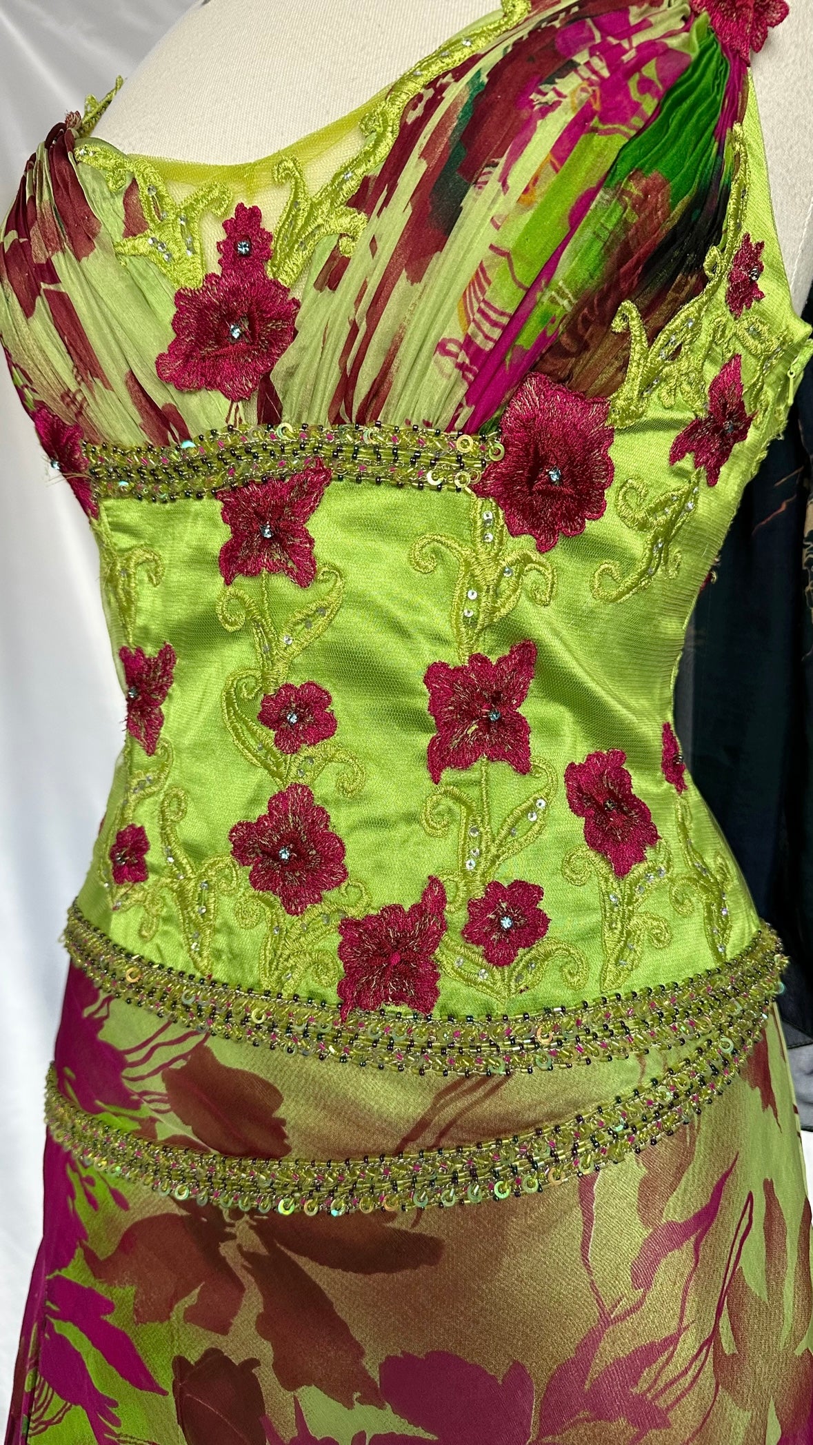 TROPICAL OASIS SILK EMBELLISHED MIDAXI DRESS WITH MATCHING SCARF