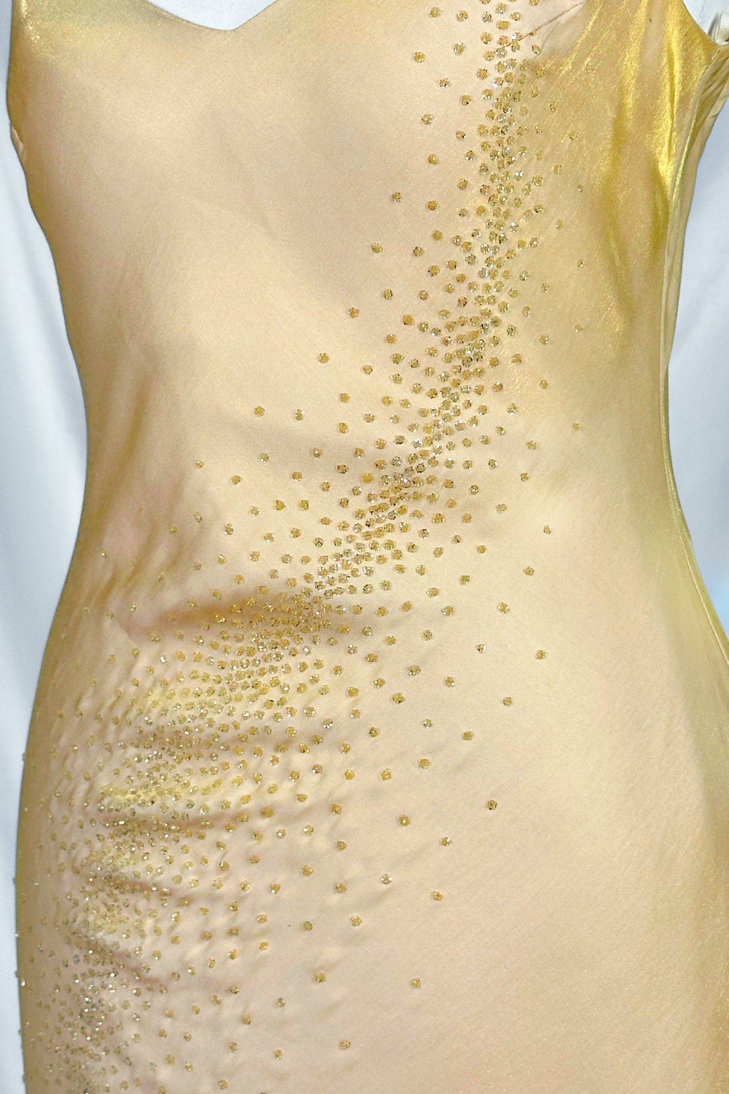 IRIDESCENT GOLD STARDUST SHIMMER MAXI DRESS