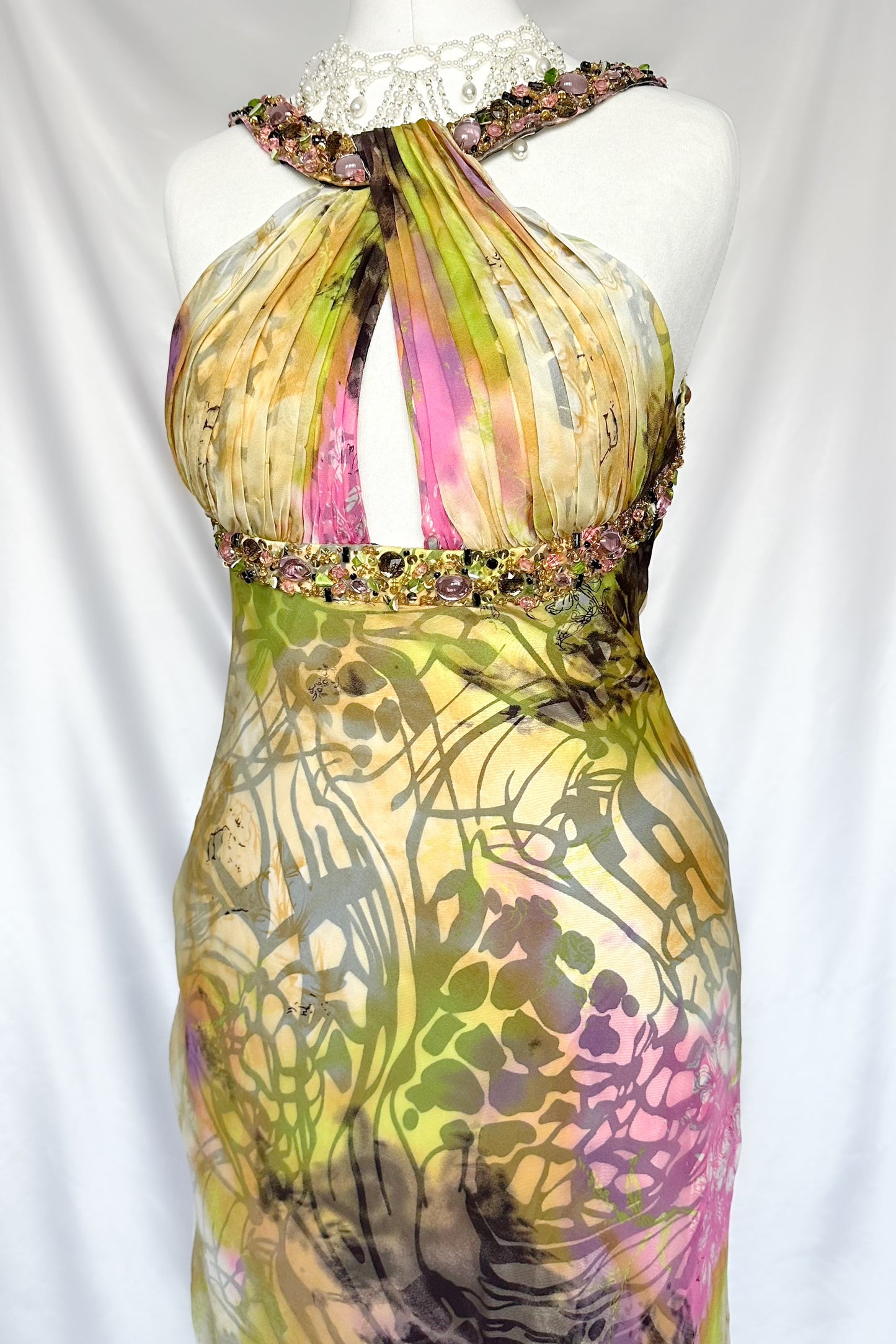 TROPICANA BACKLESS EMBELLISHED MAXI DRESS