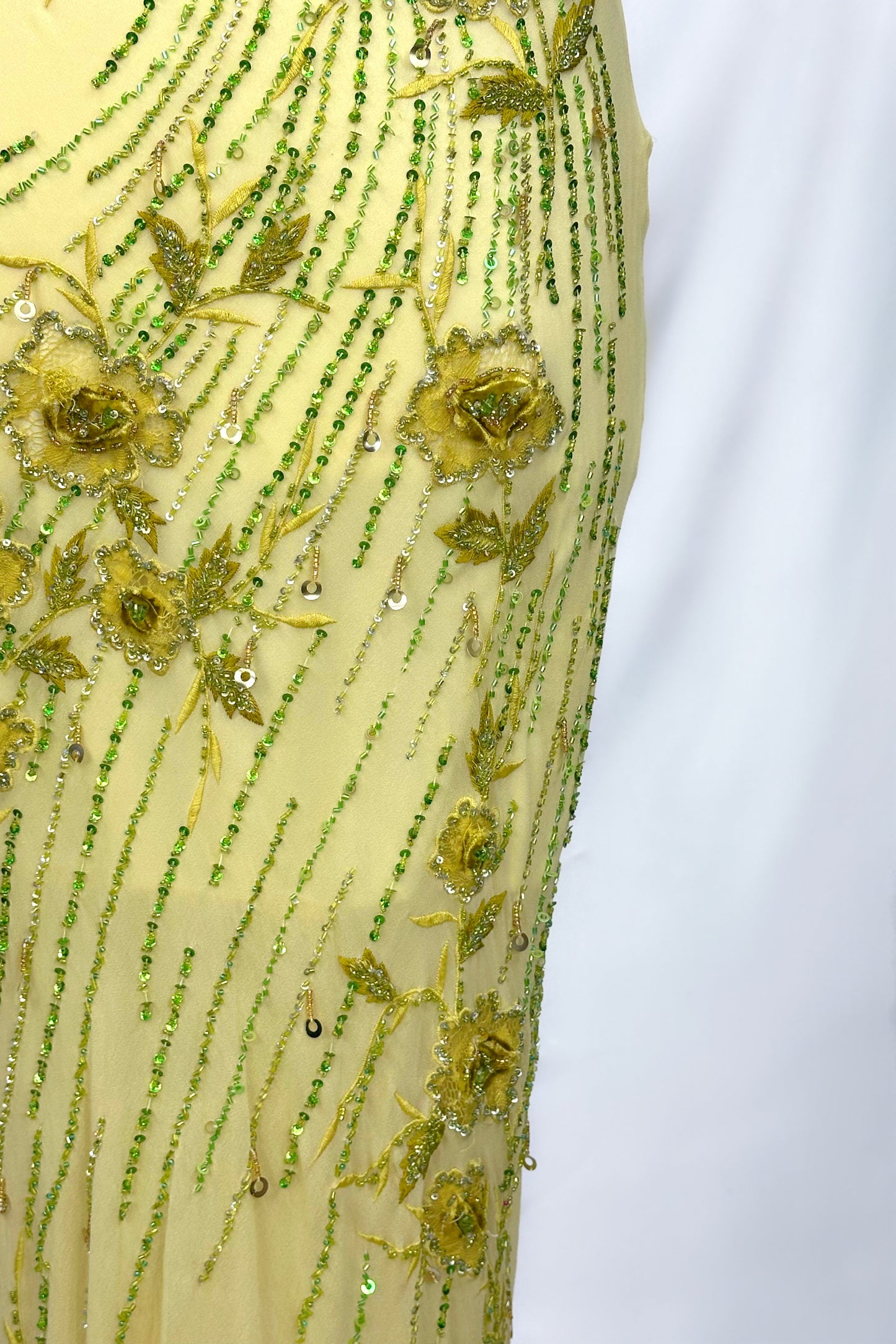 GOLDEN IVY YELLOW SILK EMBELLISHED MIDAXI DRESS