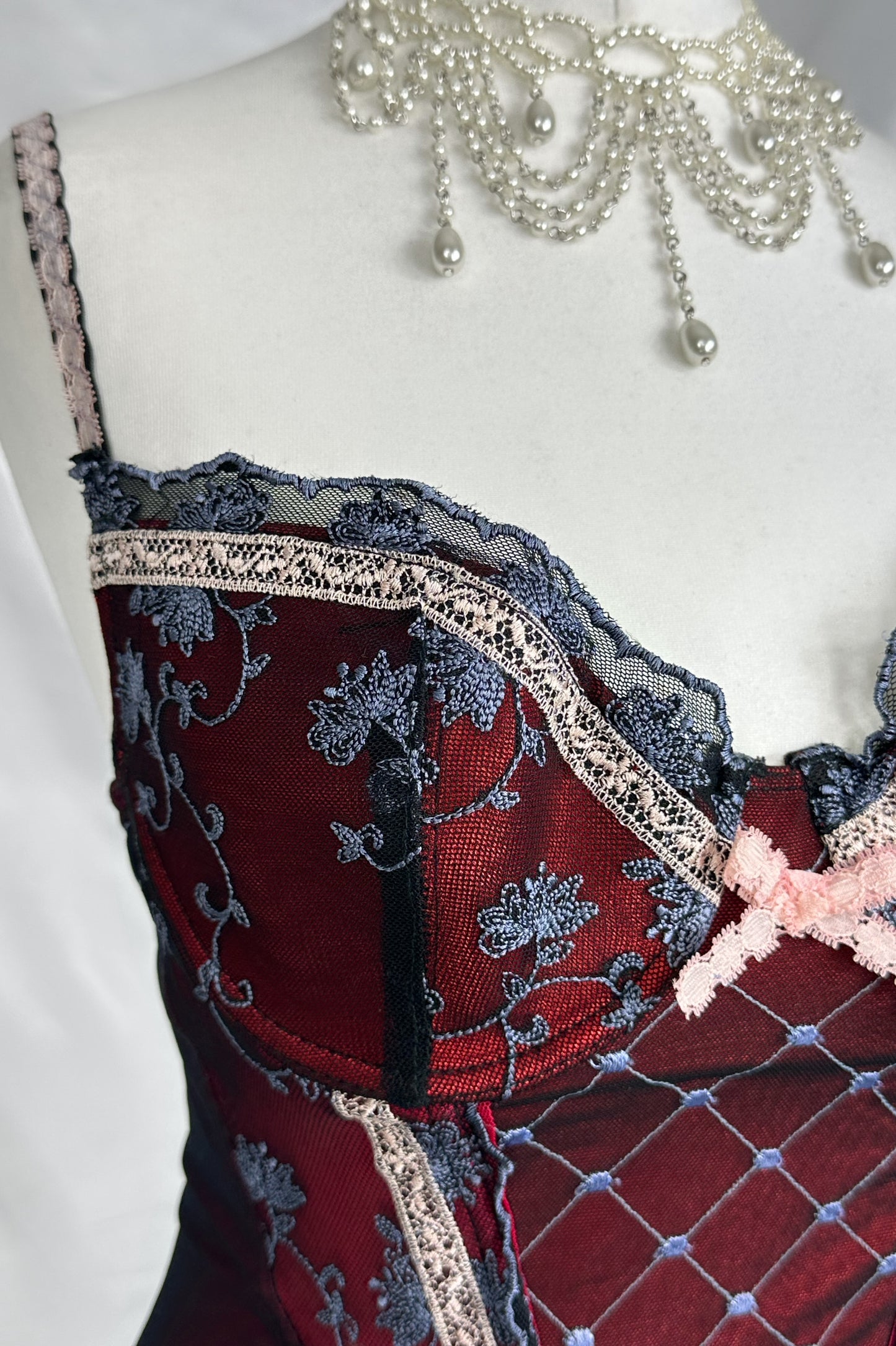 The Midnight Rose Burgundy Lace Corset Top