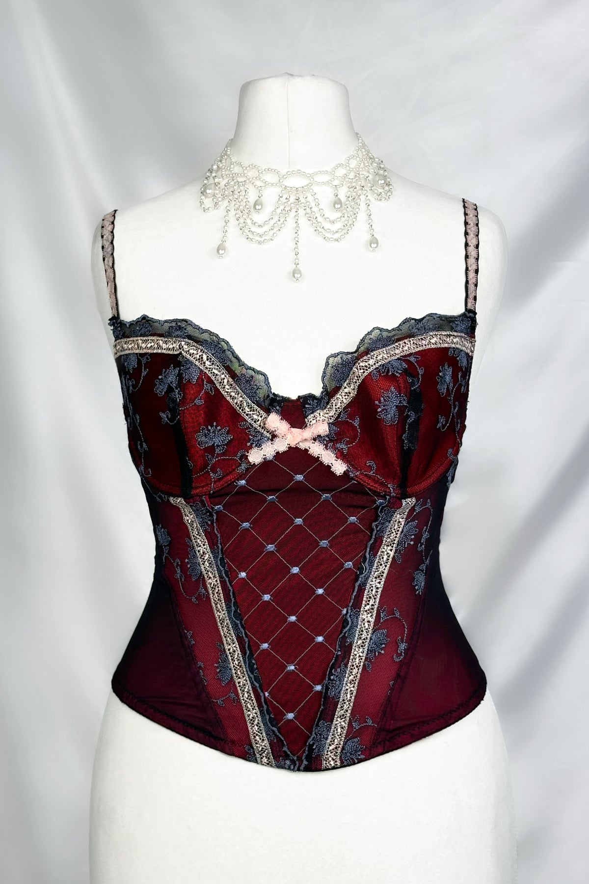 The Midnight Rose Burgundy Lace Corset Top