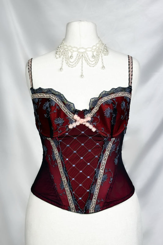 The Midnight Rose Burgundy Lace Corset Top