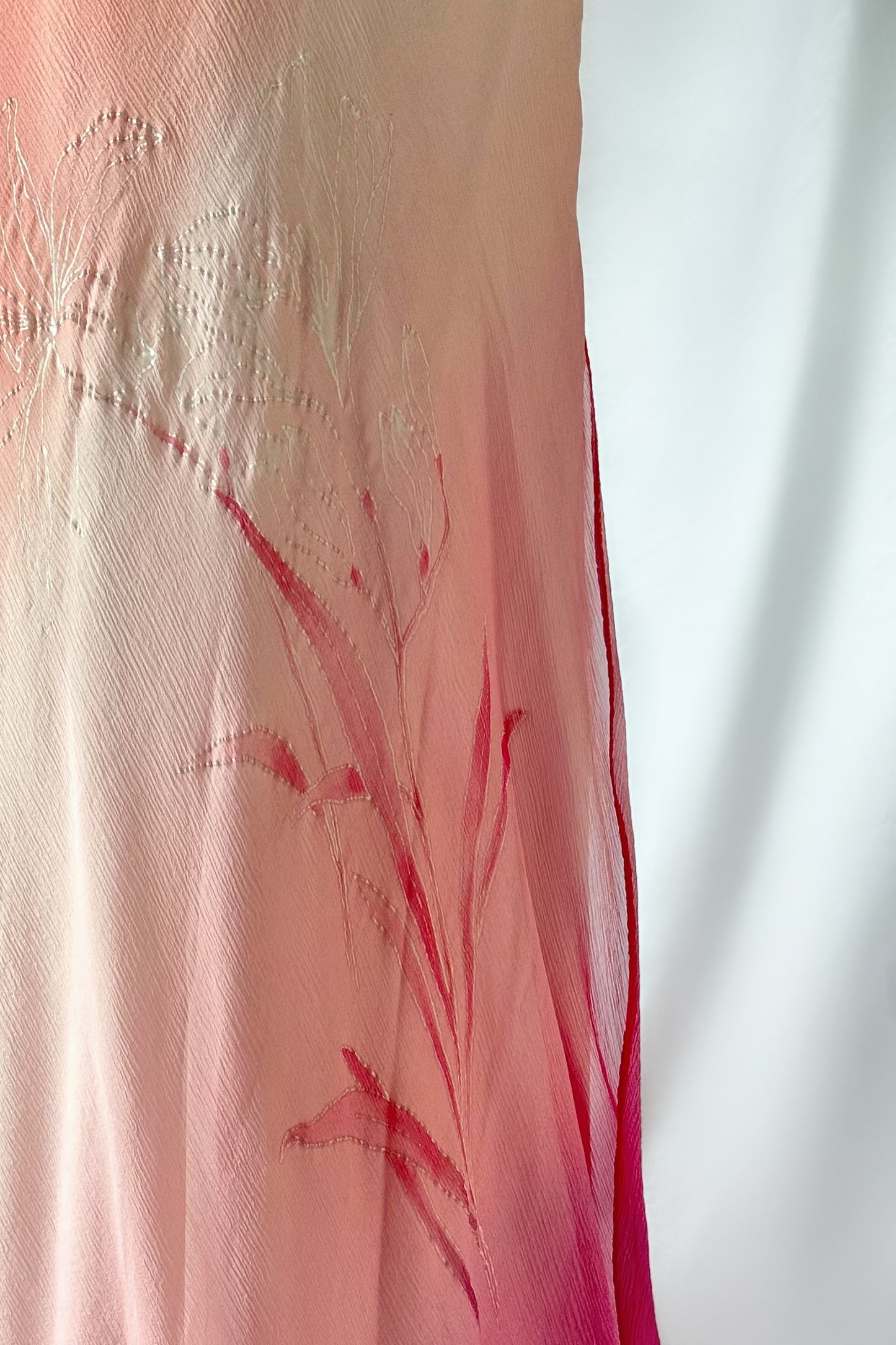 SUNSET BLOSSOM OMBRÉ FLORAL SILK MAXI DRESS