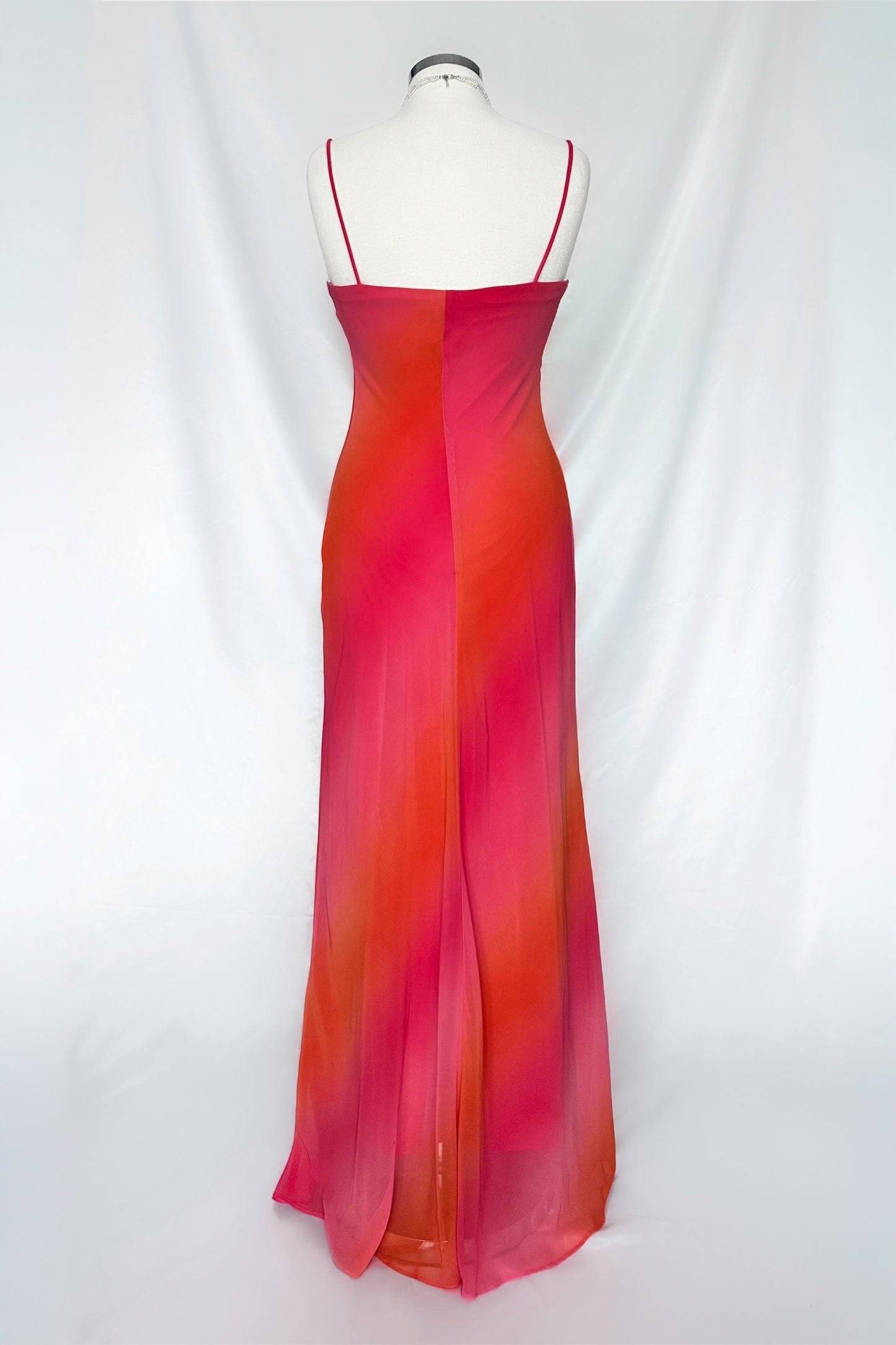 SUNSET SORBET GRADIENT COWL NECK MAXI DRESS