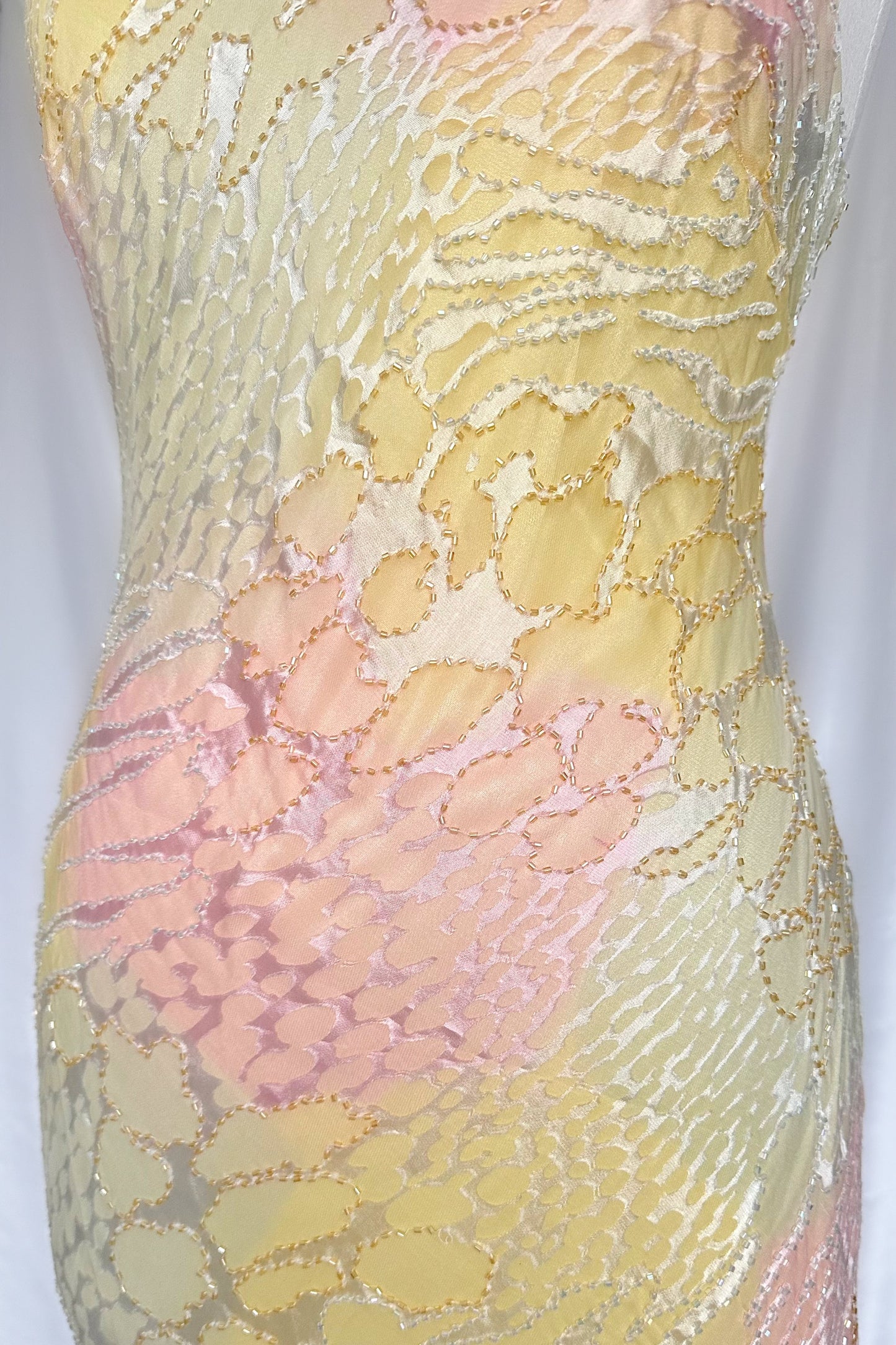 PASTEL SORBET SILK EMBELLISHED ASYMMETRICAL MIDI DRESS