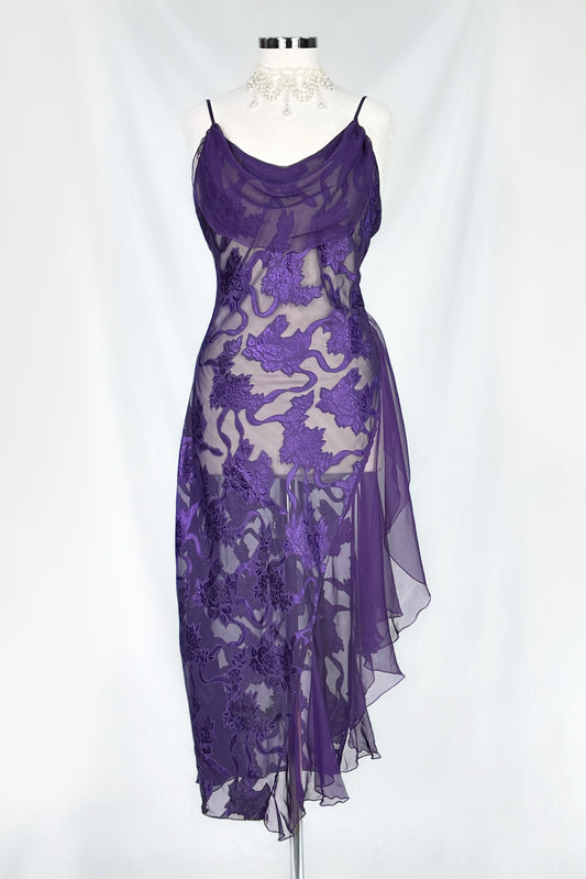 Amethyst Temptation 80s Vintage Victoria’s Secret Sheer Lace Dress