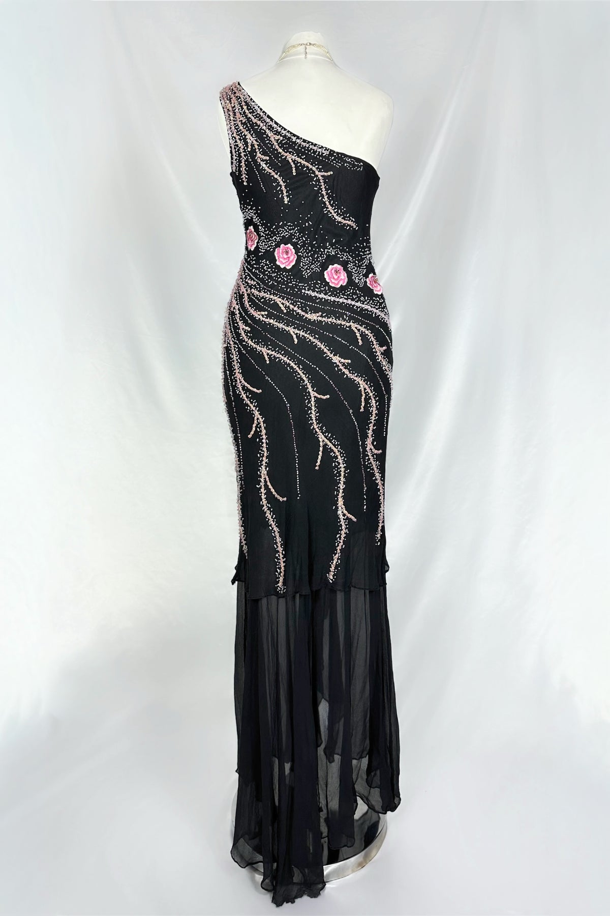Vine Blossom Embellished Silk Maxi Dress