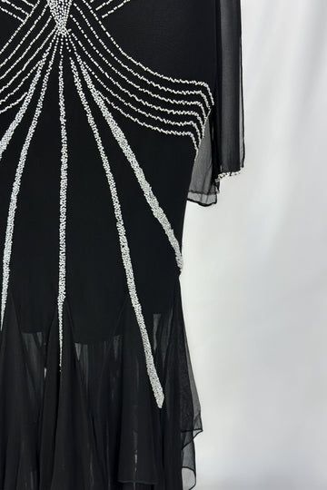 Midnight Star Silk Embellished Maxi Dress With Matching Shawl – Xoxofitz