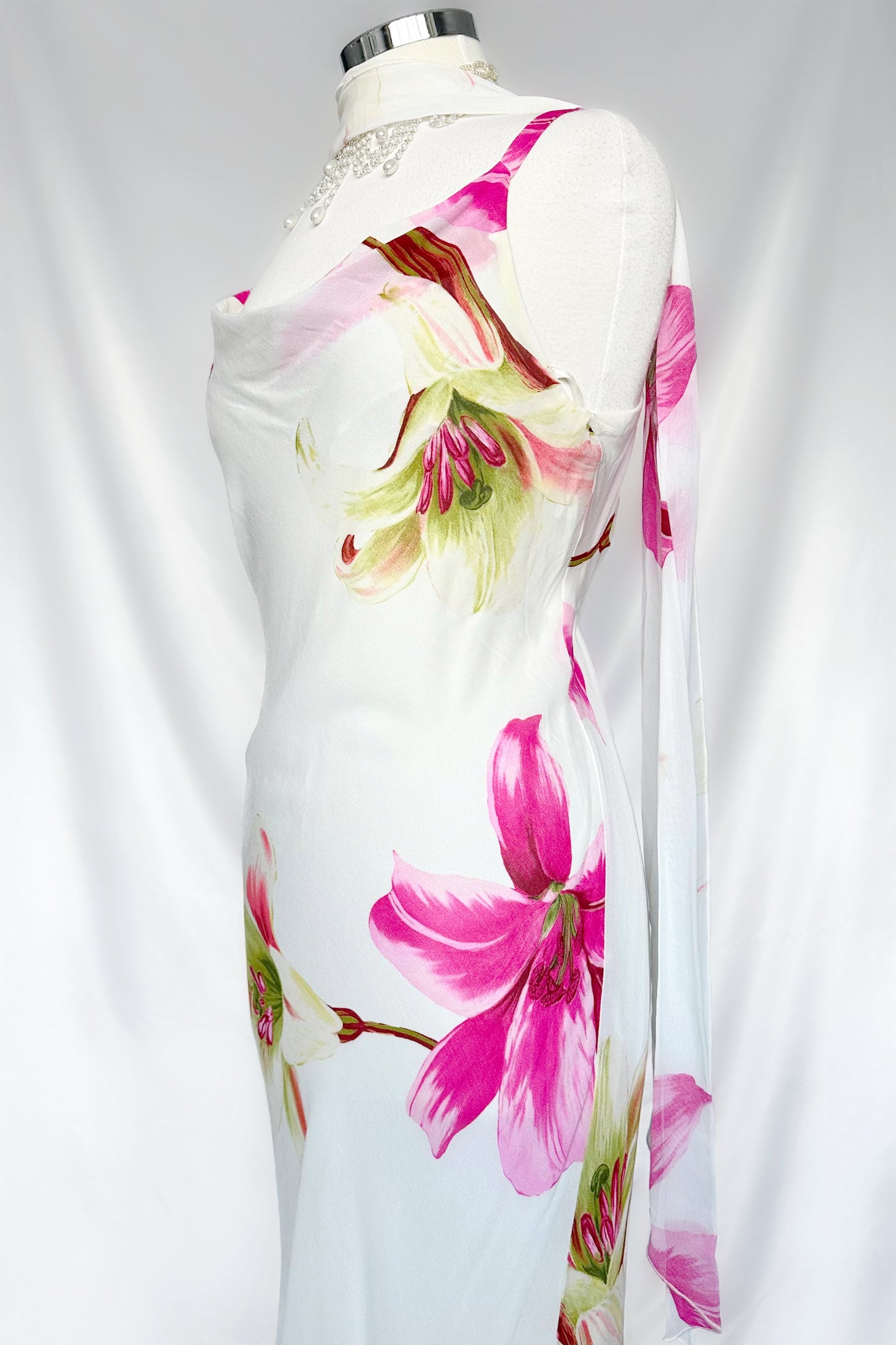 LILY BLOSSOM COWL NECK MIDI DRESS WITH MATCHING SHAWL