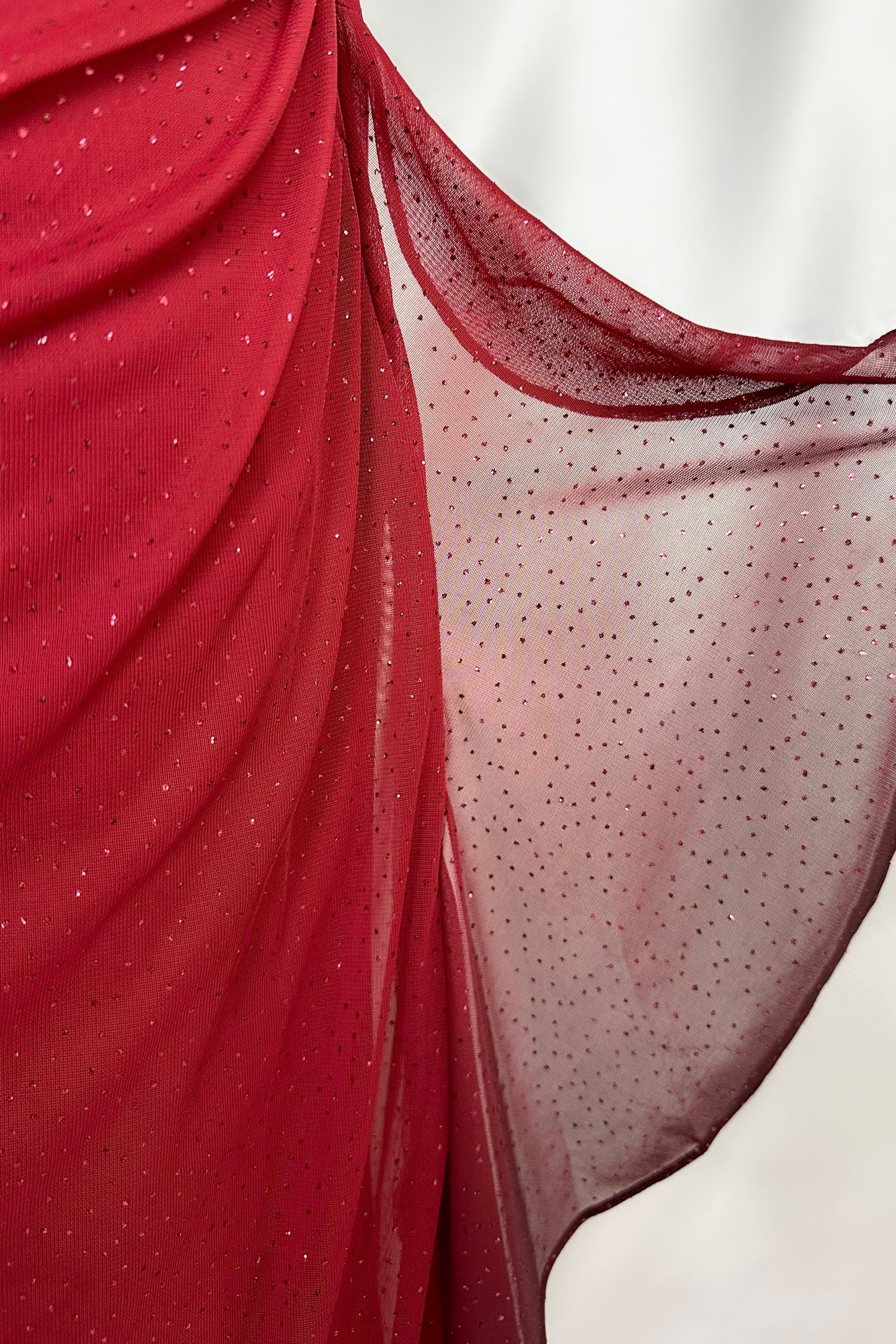 SHIMMERING GARNET OMBRÉ HALTER NECK MAXI DRESS