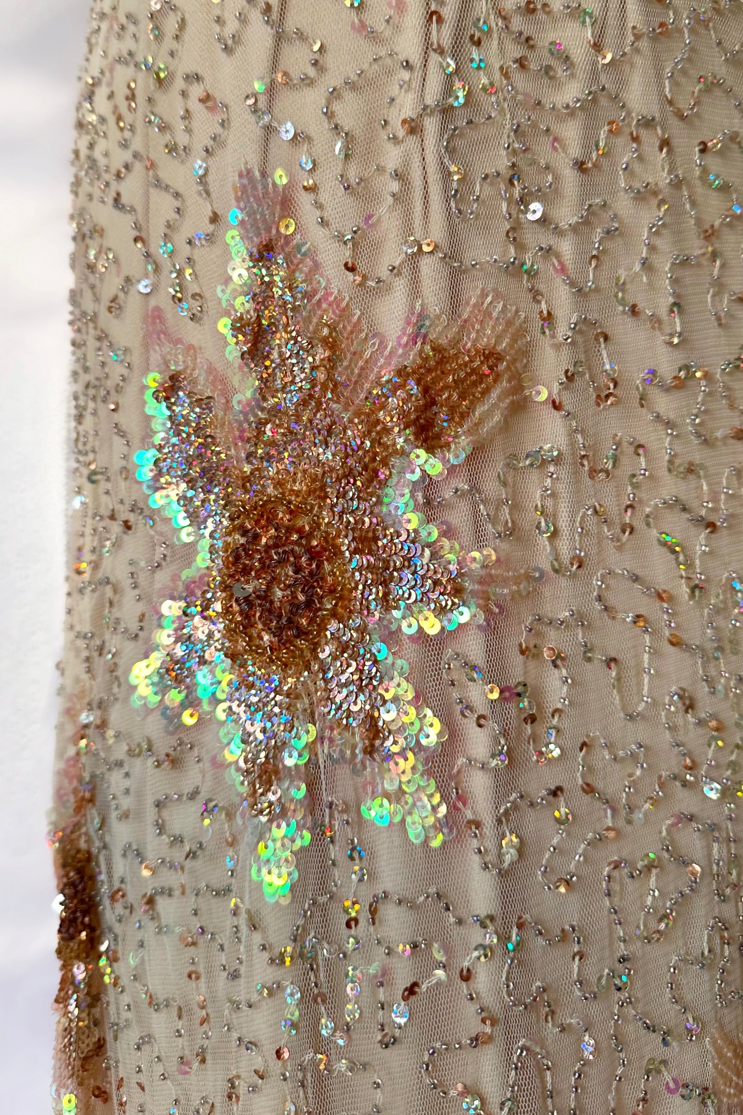 GOLD SUNFLOWER BACKLESS EMBELLISHED GOWN