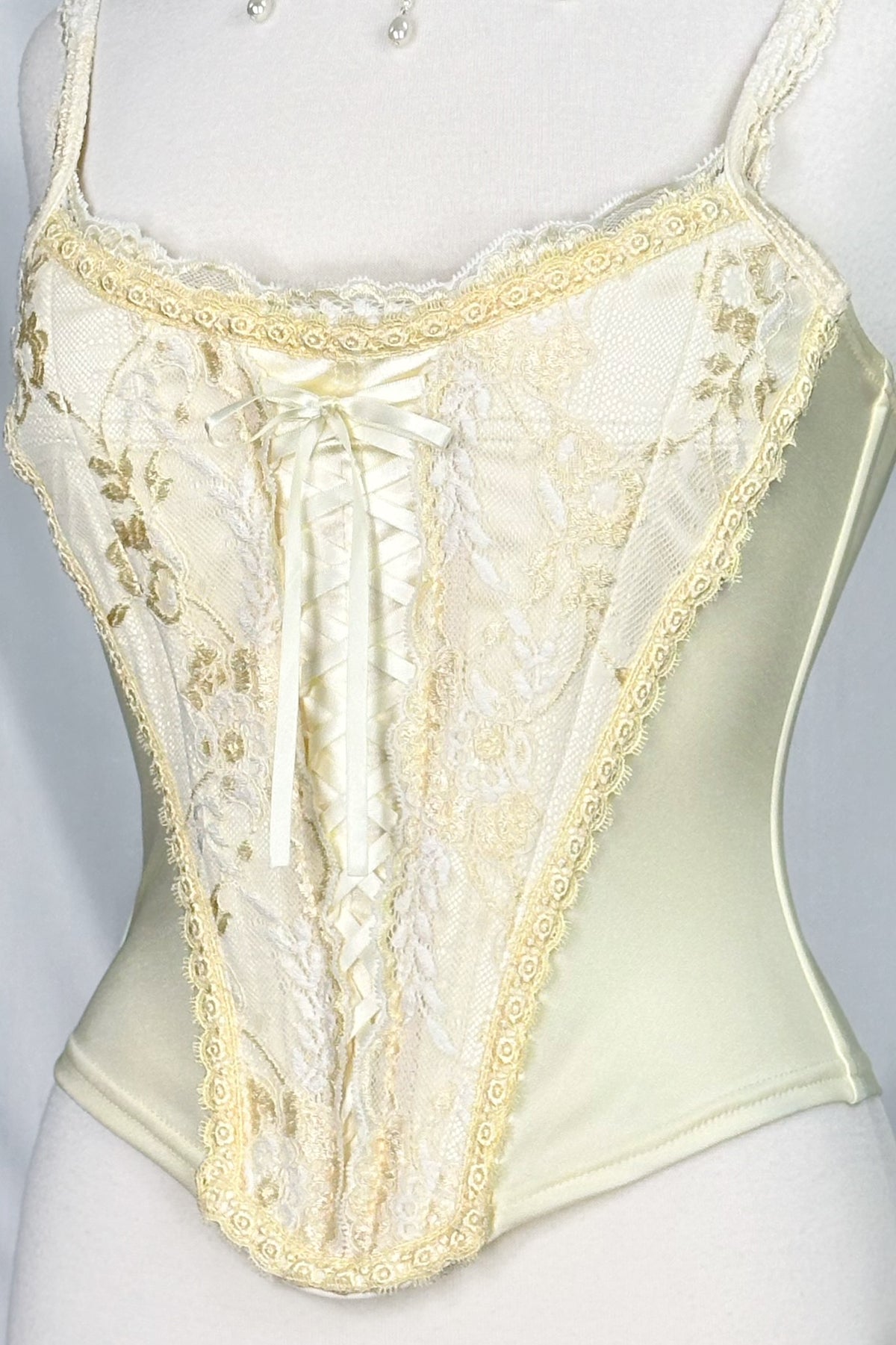 Ivory Reverie Lace Embroidered Corset Top