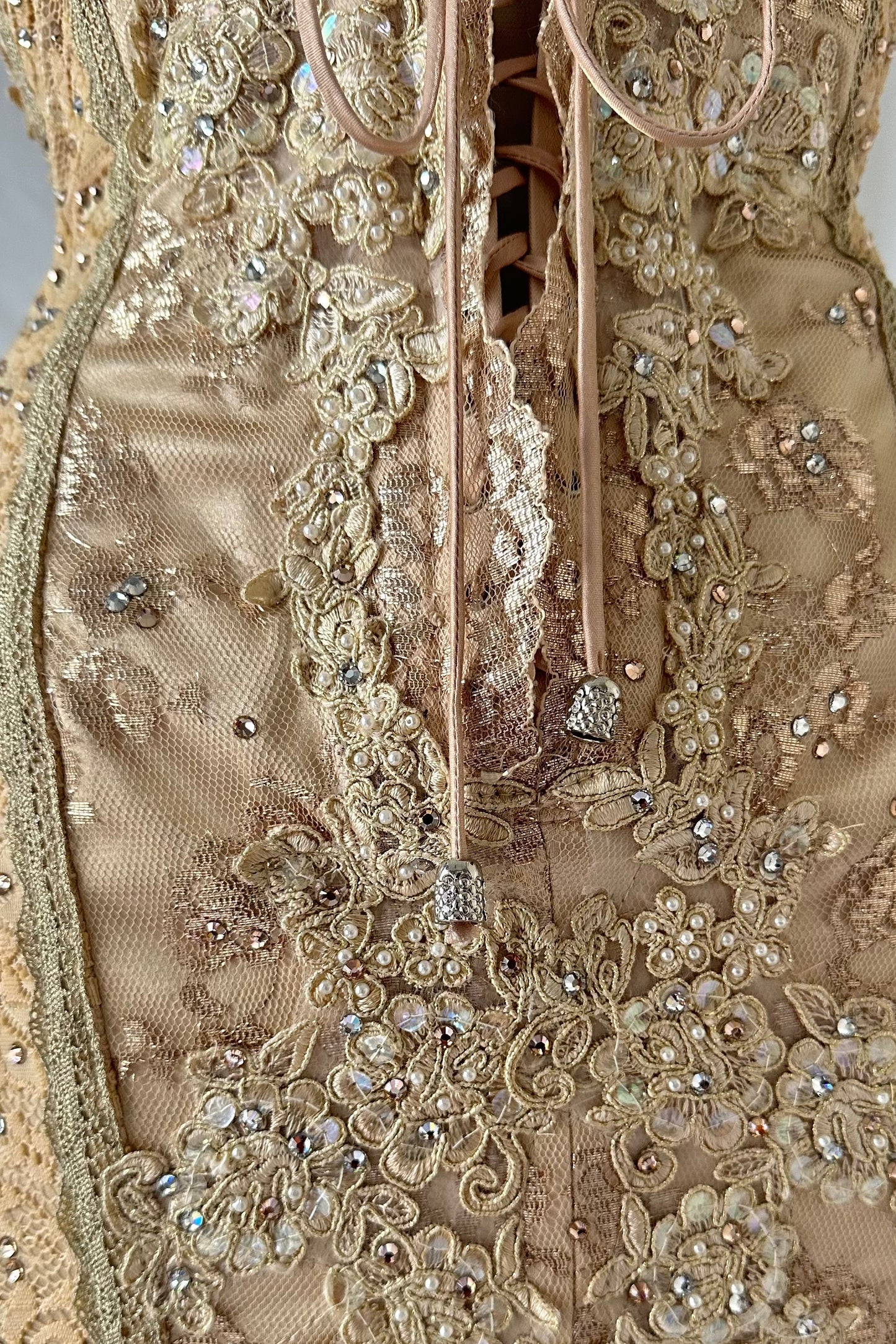 GOLDEN GLAMOUR EMBELLISHED FISHTAIL CORSET GOWN