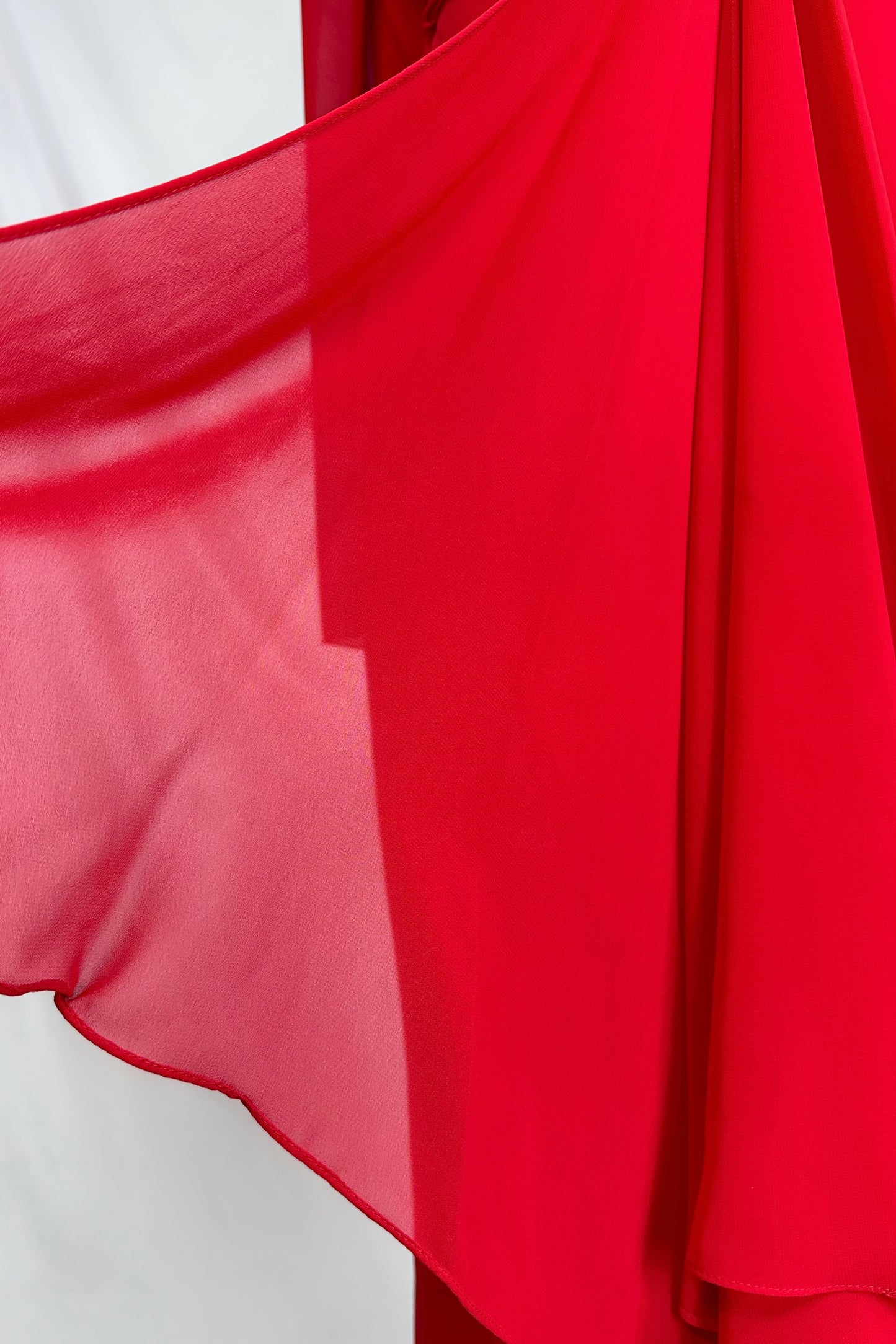 CRIMSON DRAPED BUST MAXI DRESS WITH MATCHING SCARF