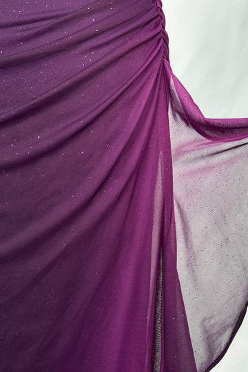 Shimmering Midnight Amethyst Ruched Maxi Dress