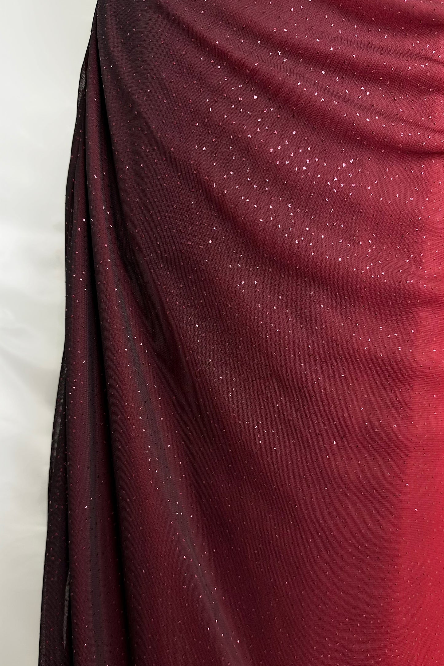 SHIMMERING GARNET OMBRÉ HALTER NECK MAXI DRESS