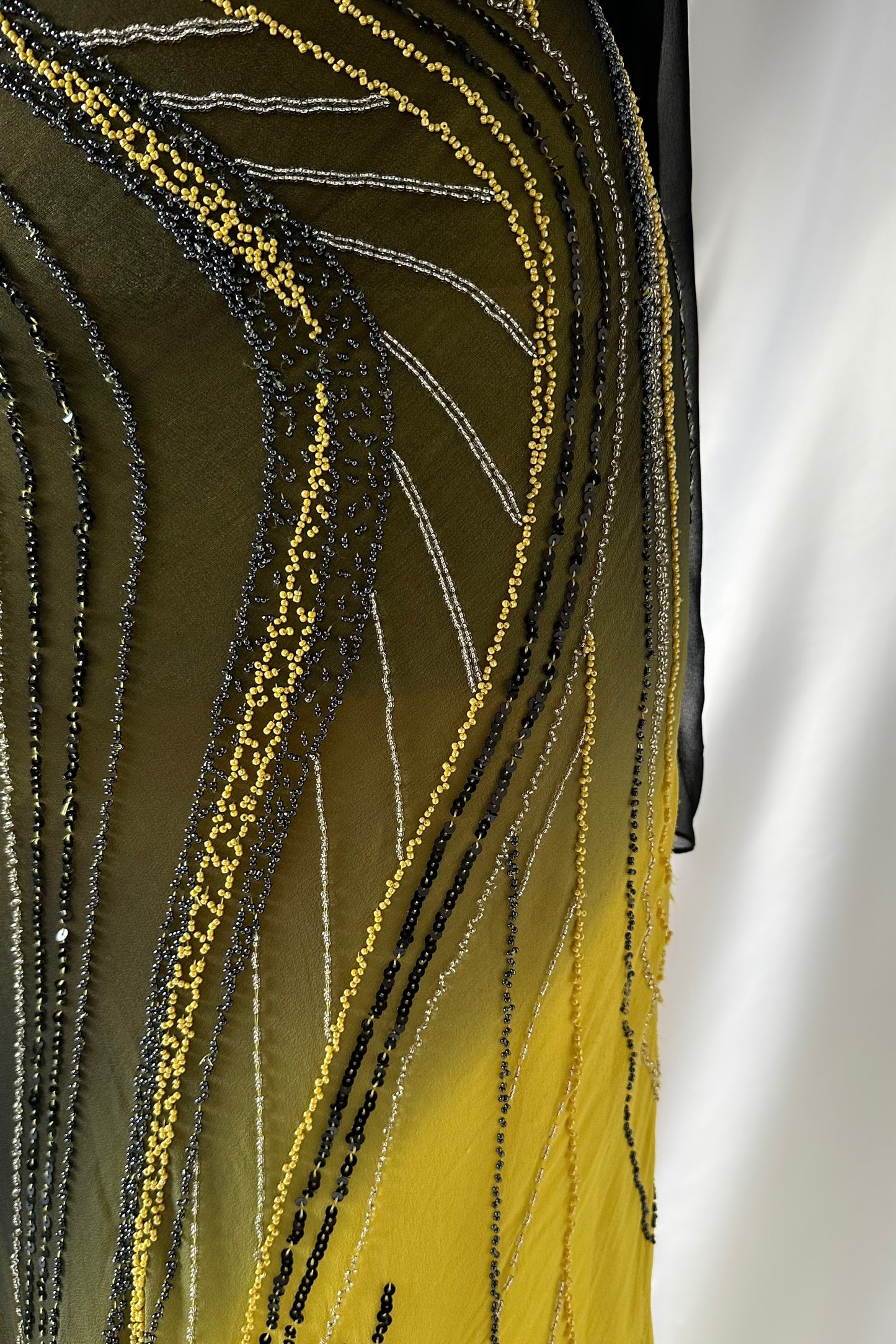 YELLOW ECLIPSE OMBRÉ EMBELLISHED SILK GOWN