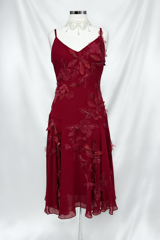 Scarlet Meadow Silk Embellished Midi Dress