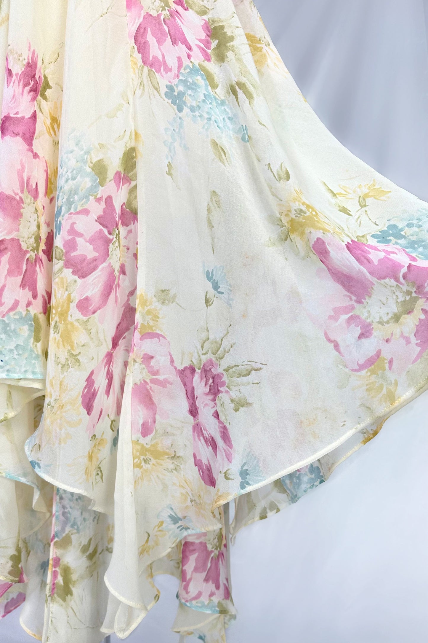 90s VICTORIA SECRET FLOWY CHIFFON LAYERED MIDI DRESS