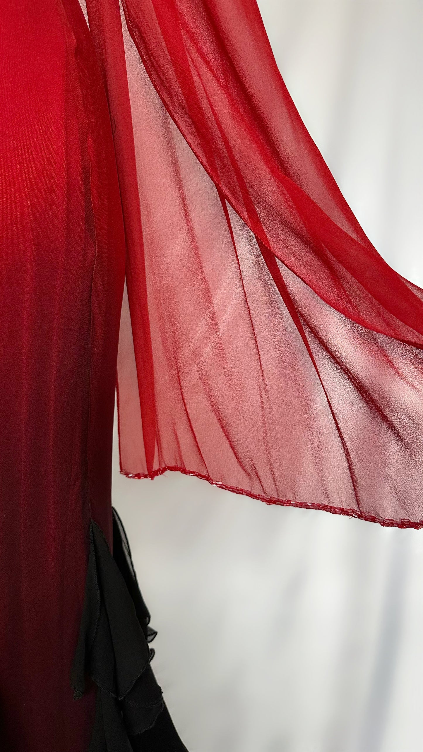 SCARLET NOIR FLORAL SILK EMBELLISHED GOWN WITH MATCHING SCARF
