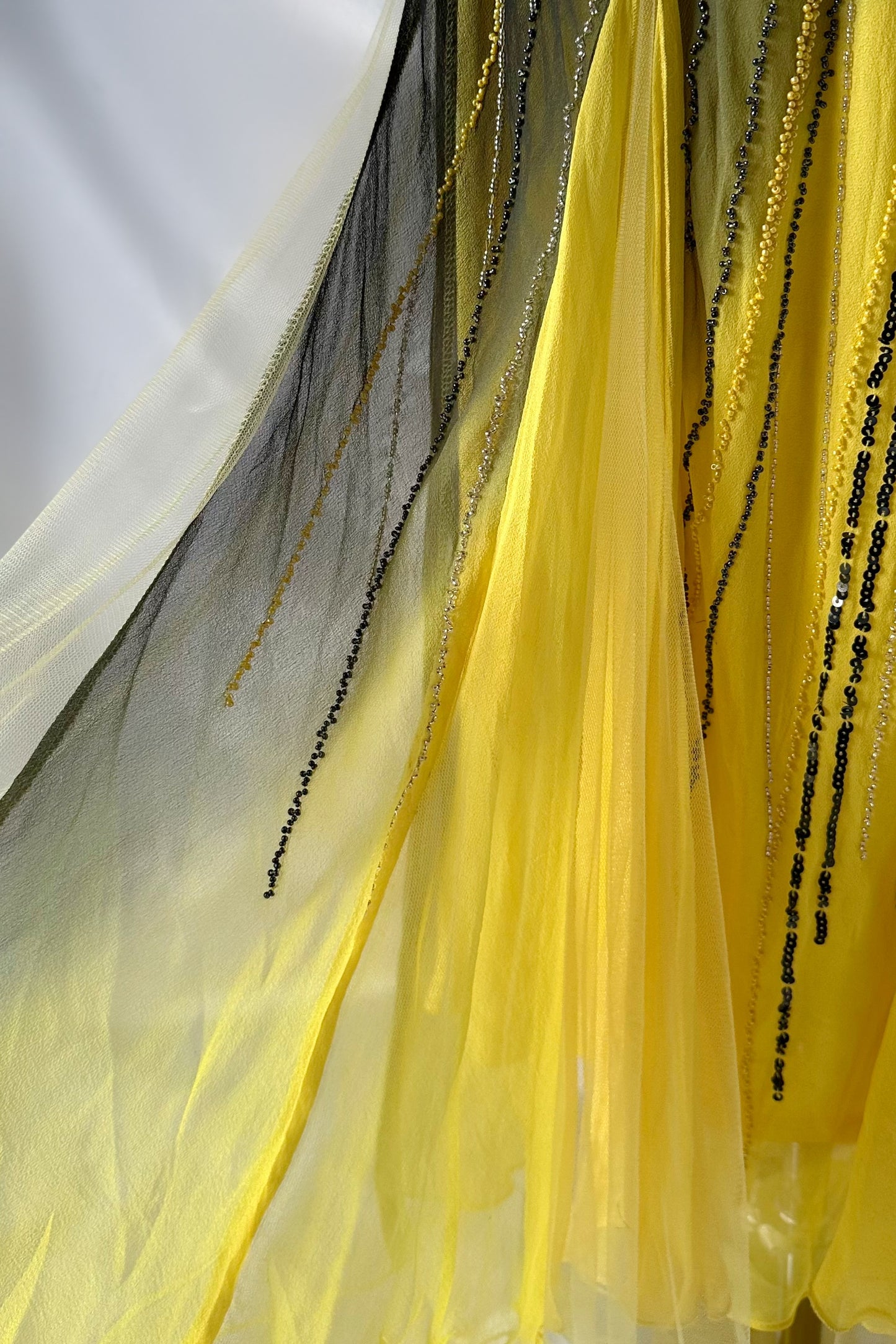 YELLOW ECLIPSE OMBRÉ EMBELLISHED SILK GOWN