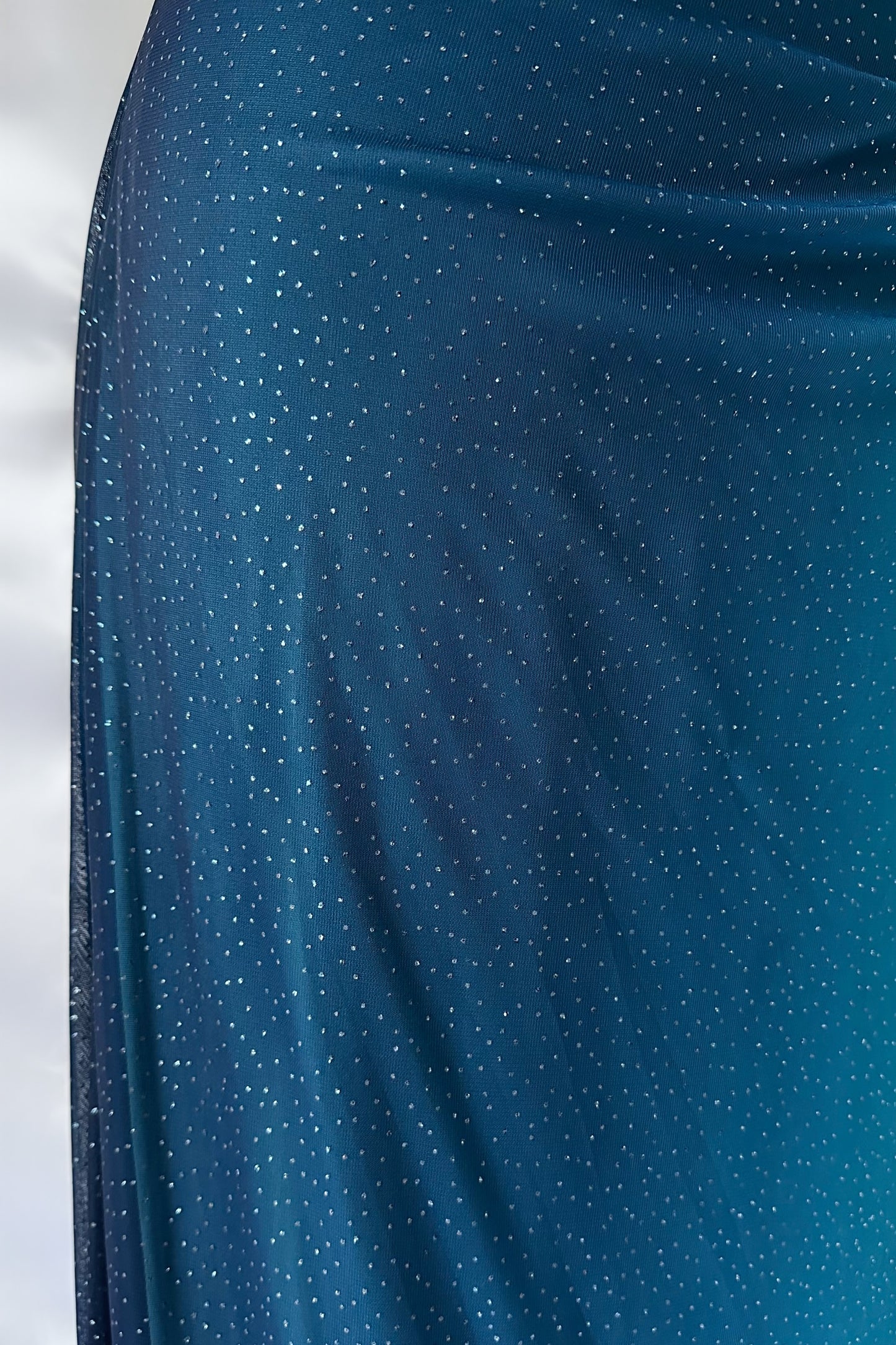 SHIMMERING DARK TURQUOISE OMBRÉ HALTER MAXI DRESS