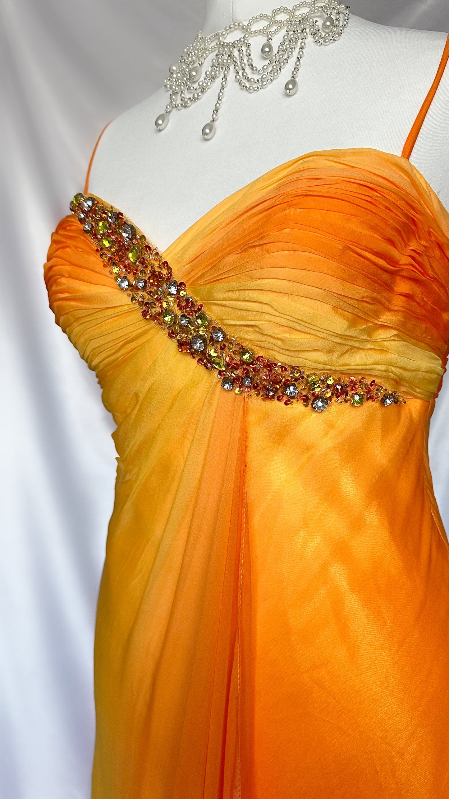 SUNSET OMBRE SILK EMBELLISHED GOWN