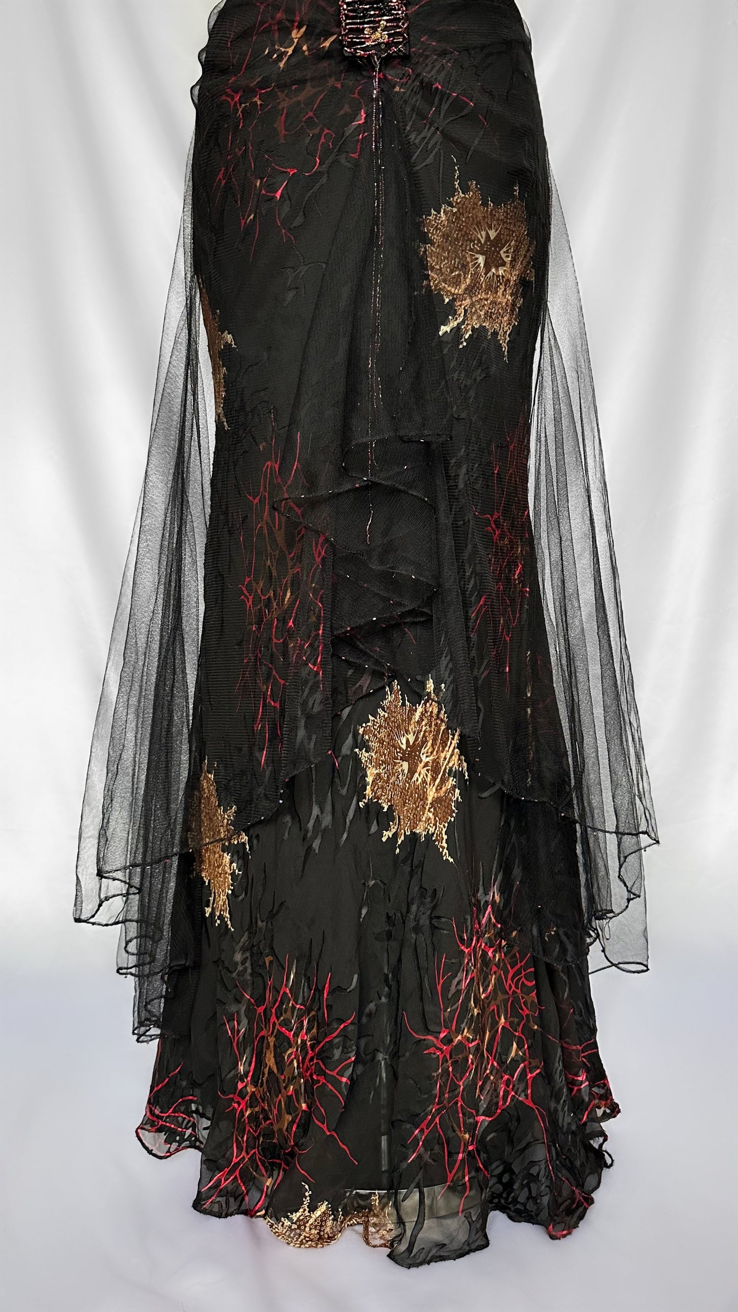 GRUNGE VIXON SILK & MESH EMBELLISHED CUT OUT GOWN