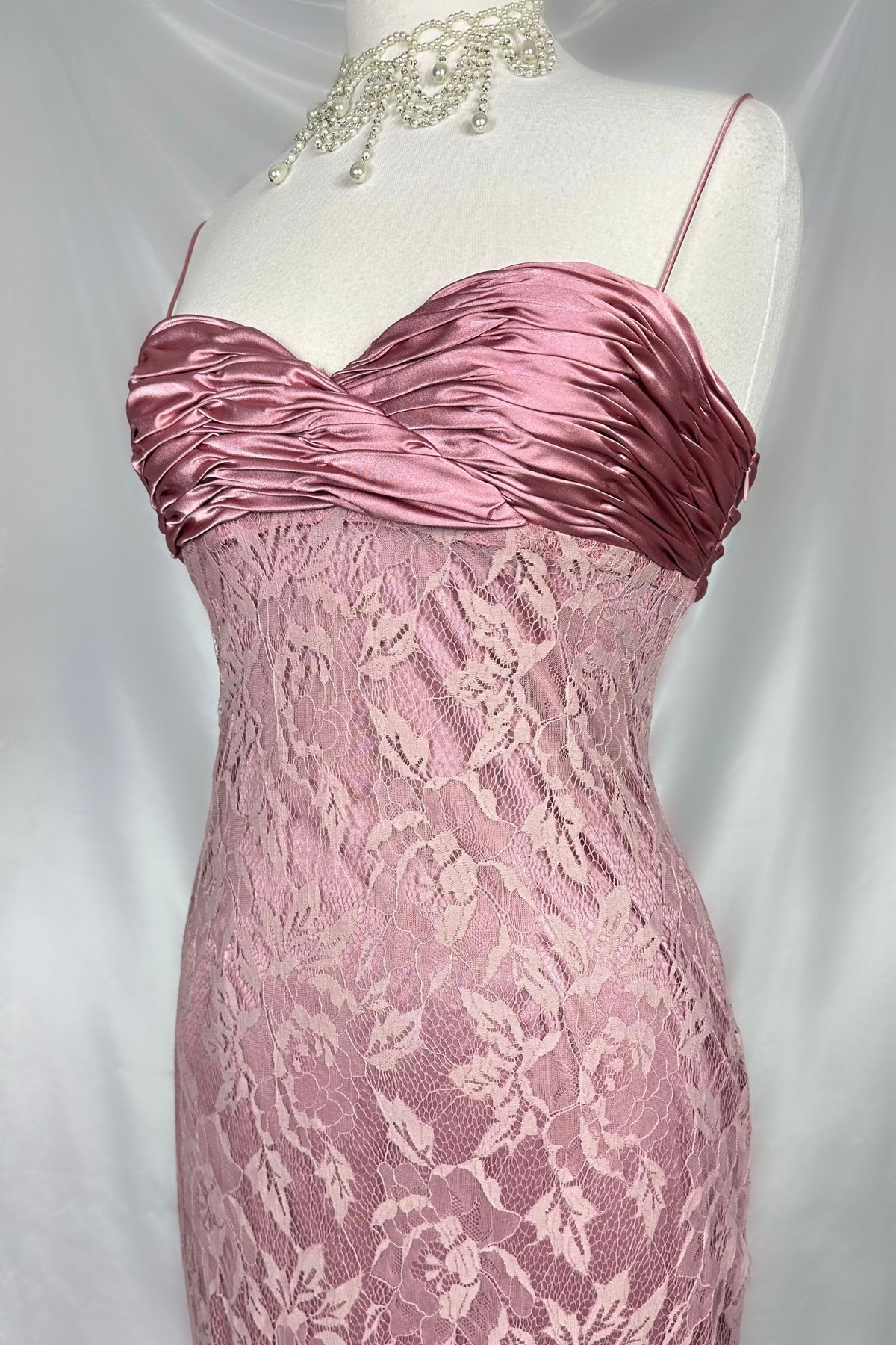 BLUSH PINK ROSE APPLIQUÉ LACE DRESS WITH MATCHING CARDIGAN
