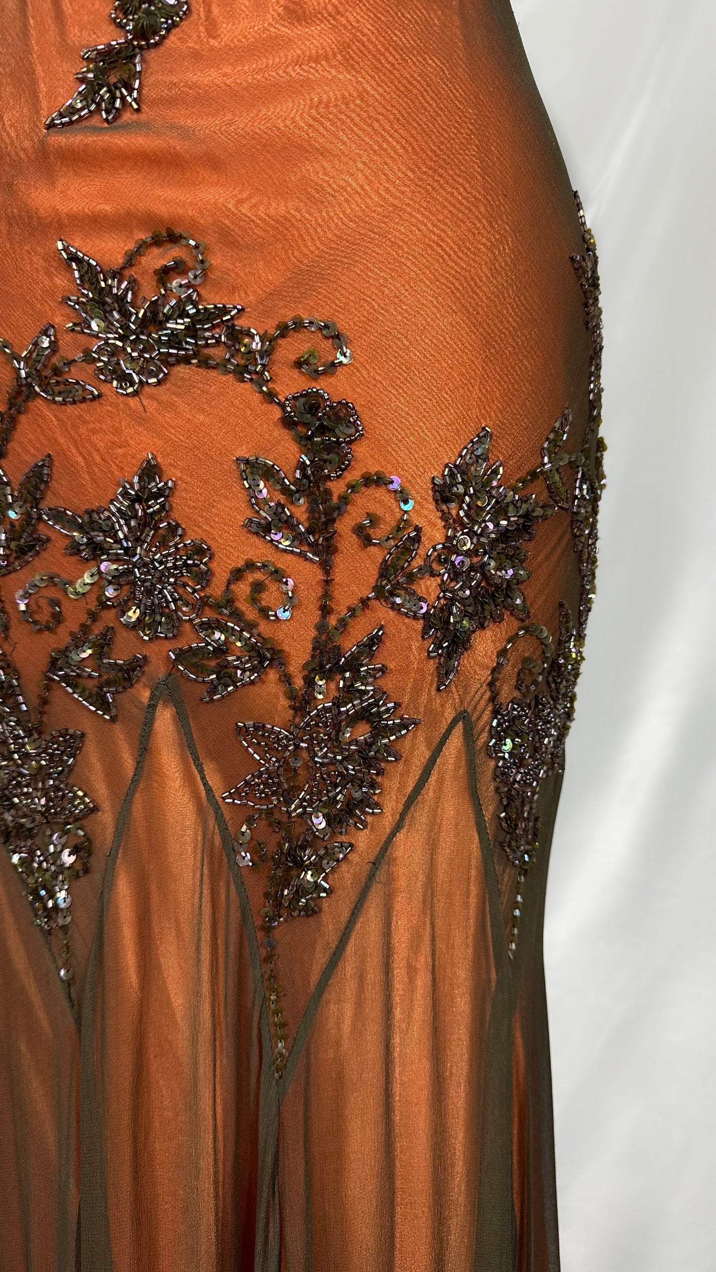 COCOA ORANGE EMBELLISHED EVENING MAXI DRESS