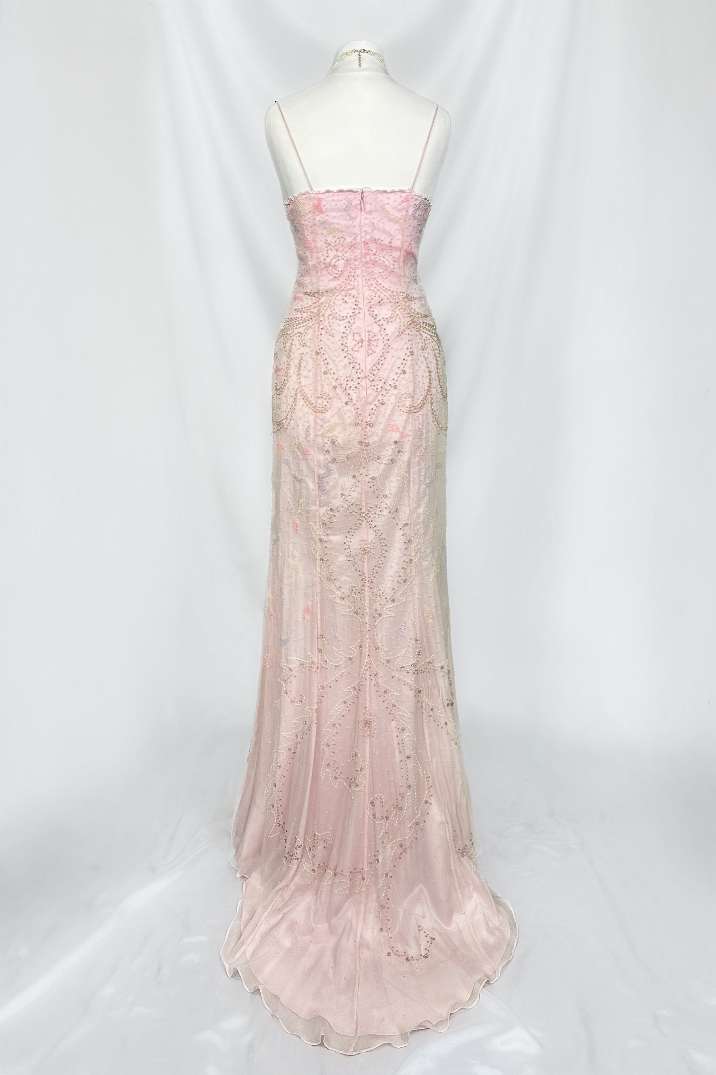 PRINCESS OPULENCE BLUSH PINK SILK EMBELLISHED GOWN